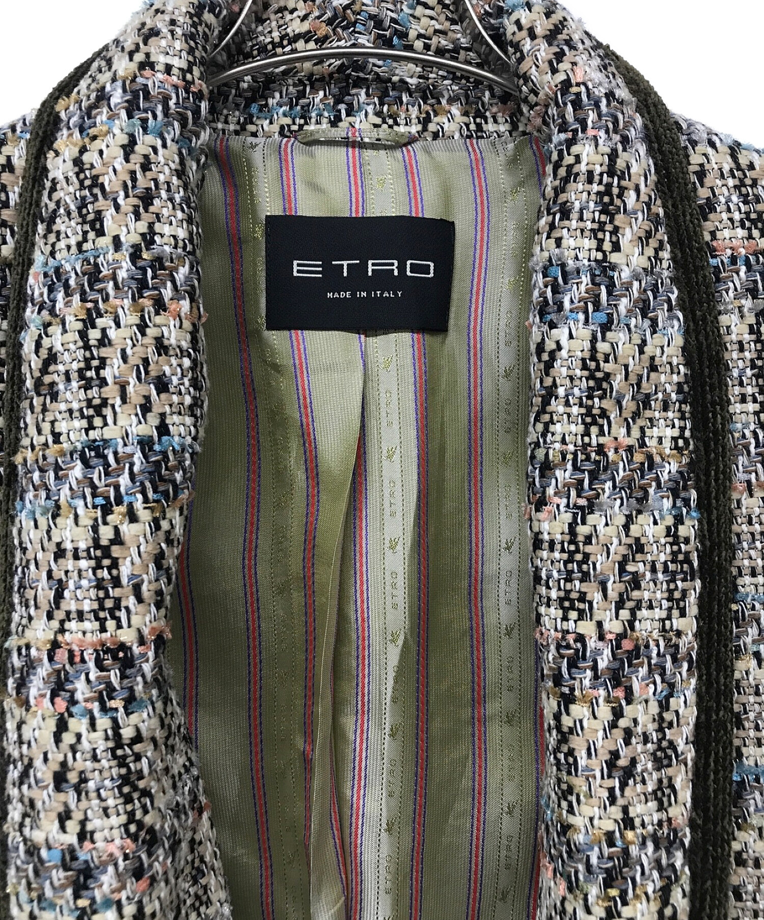 【美品】ETRO ジャケット ツイード 中古・古着通販】ETRO (エトロ) ツイードジャケット ベージュ サイズ