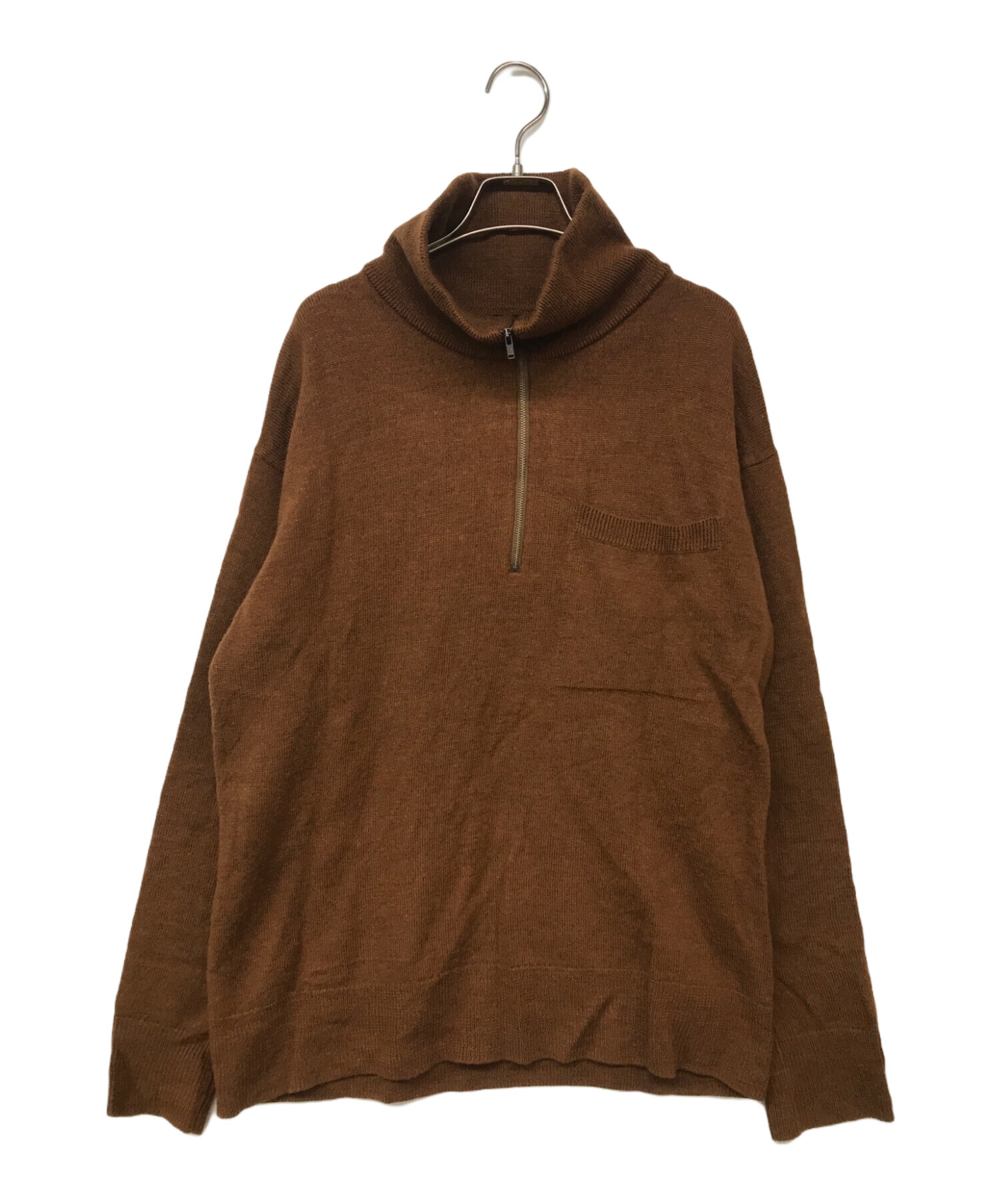 中古・古着通販】MHL (エムエイチエル) ハーフジップニット ブラウン 