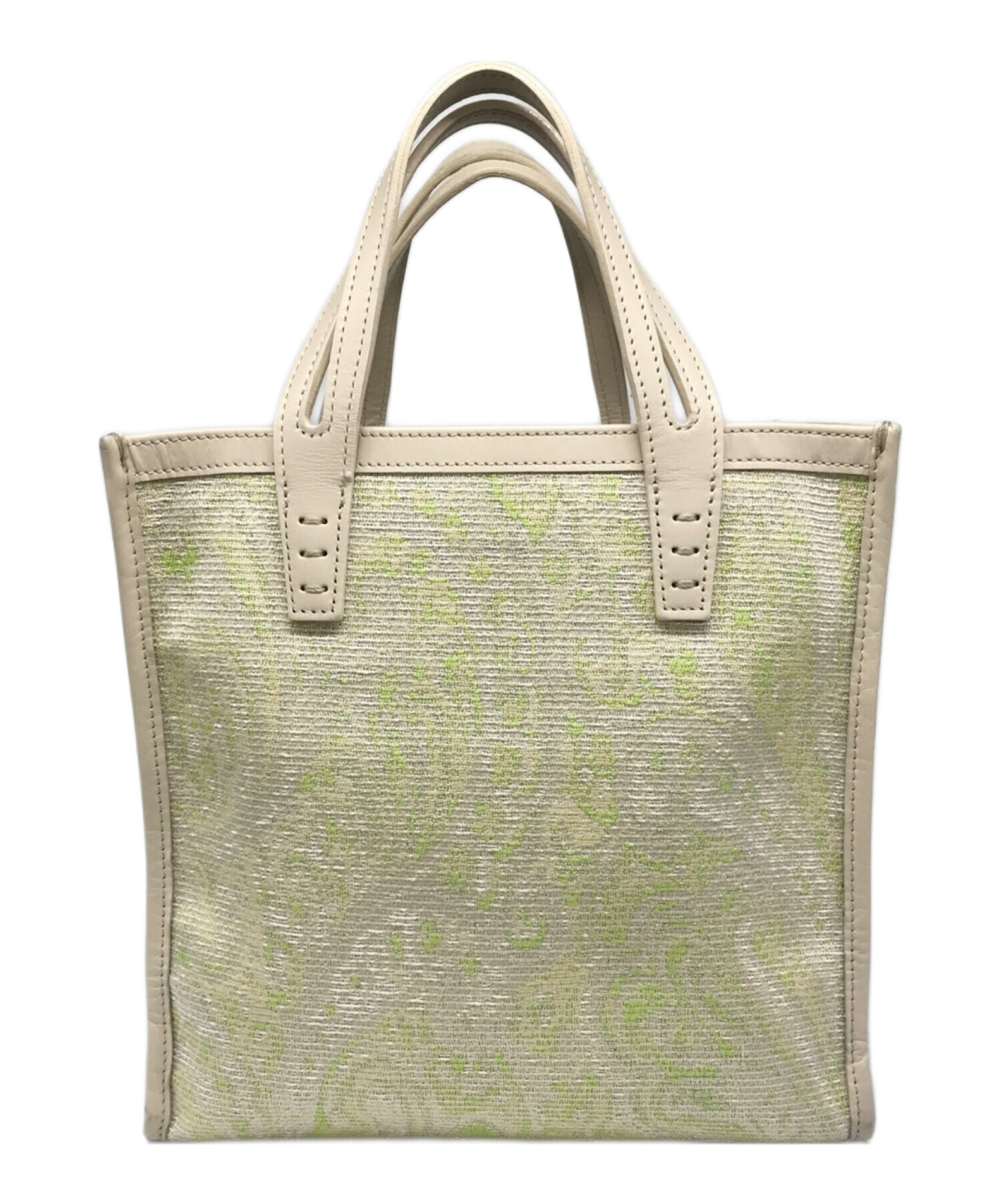 A vacation ペイズリー柄小型トートバッグ緑色とベージュコンビネーション 中古・古着通販】A VACATION (アヴァケーション) ペイズリートート