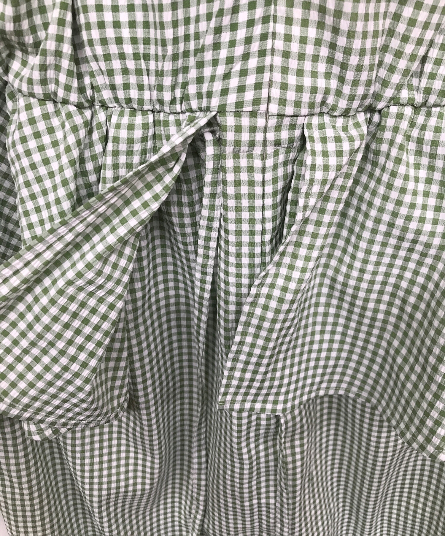 PUI ギンガムペプラムワンピース 中古・古着通販】PUI (プイ) ギンガムチェックペプラムワンピース