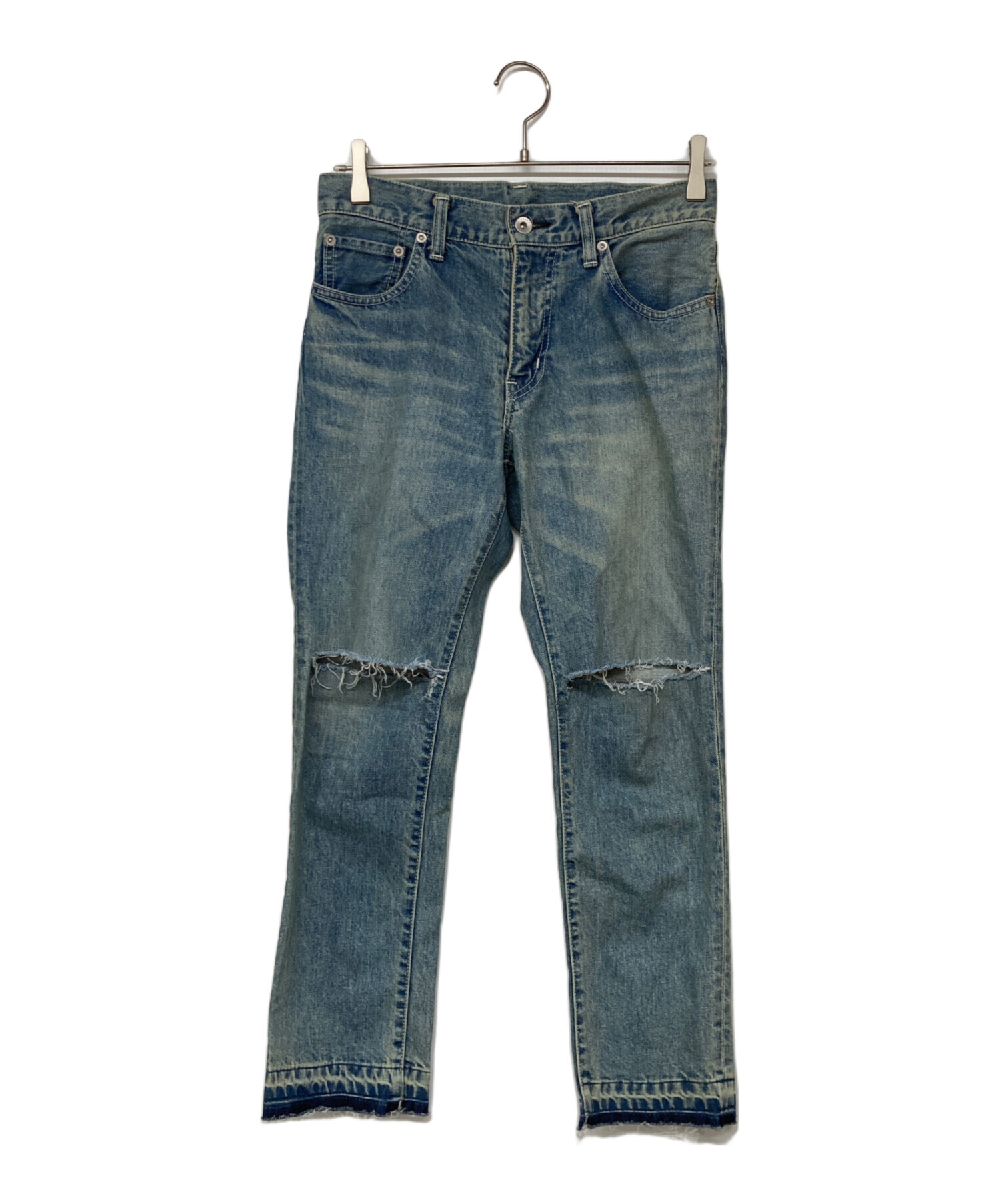 中古・古着通販】sacai (サカイ) ダメージ加工デニムパンツ インディゴ