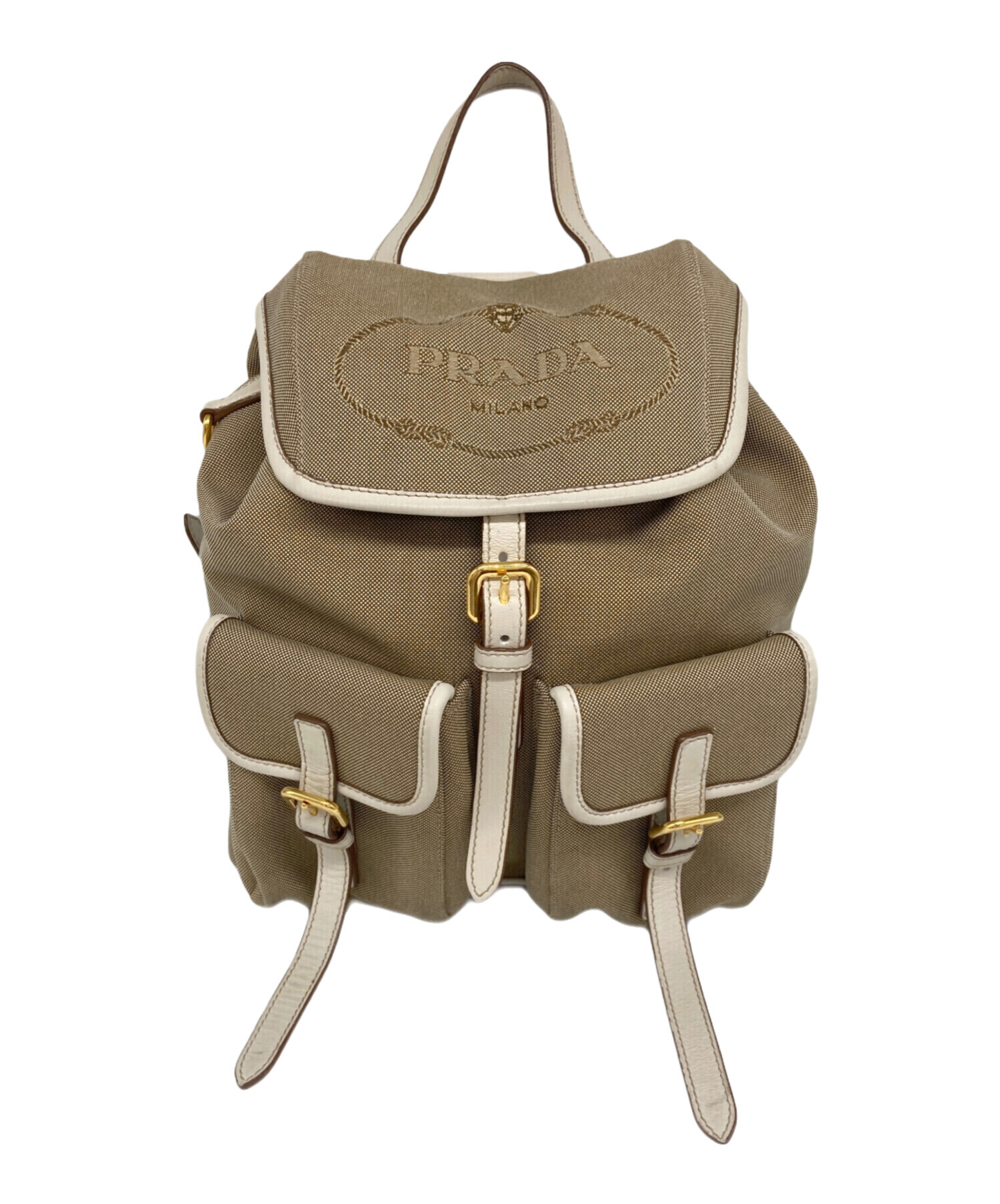 中古・古着通販】PRADA (プラダ) キャンパスリュック ベージュ