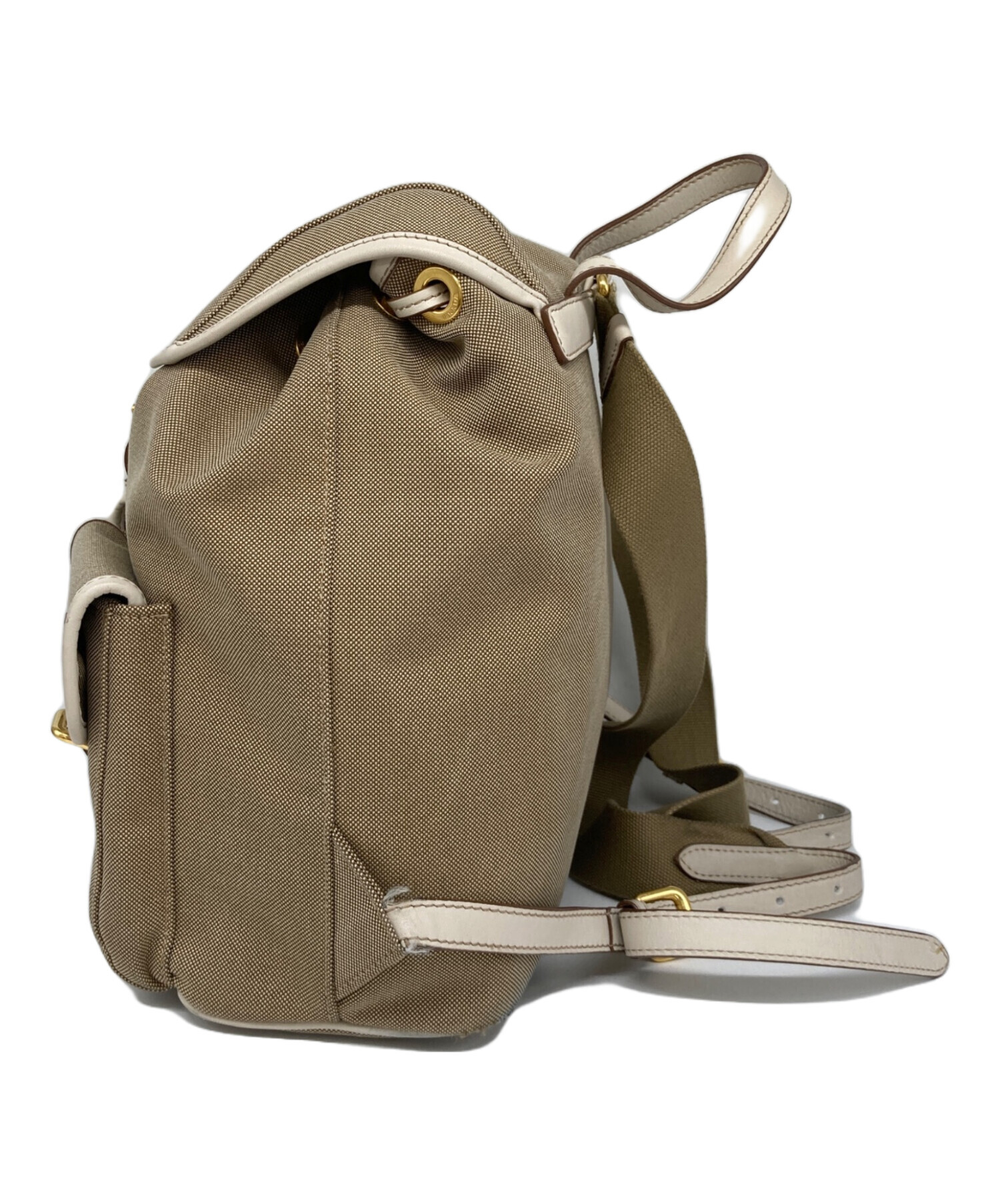 中古・古着通販】PRADA (プラダ) キャンパスリュック ベージュ