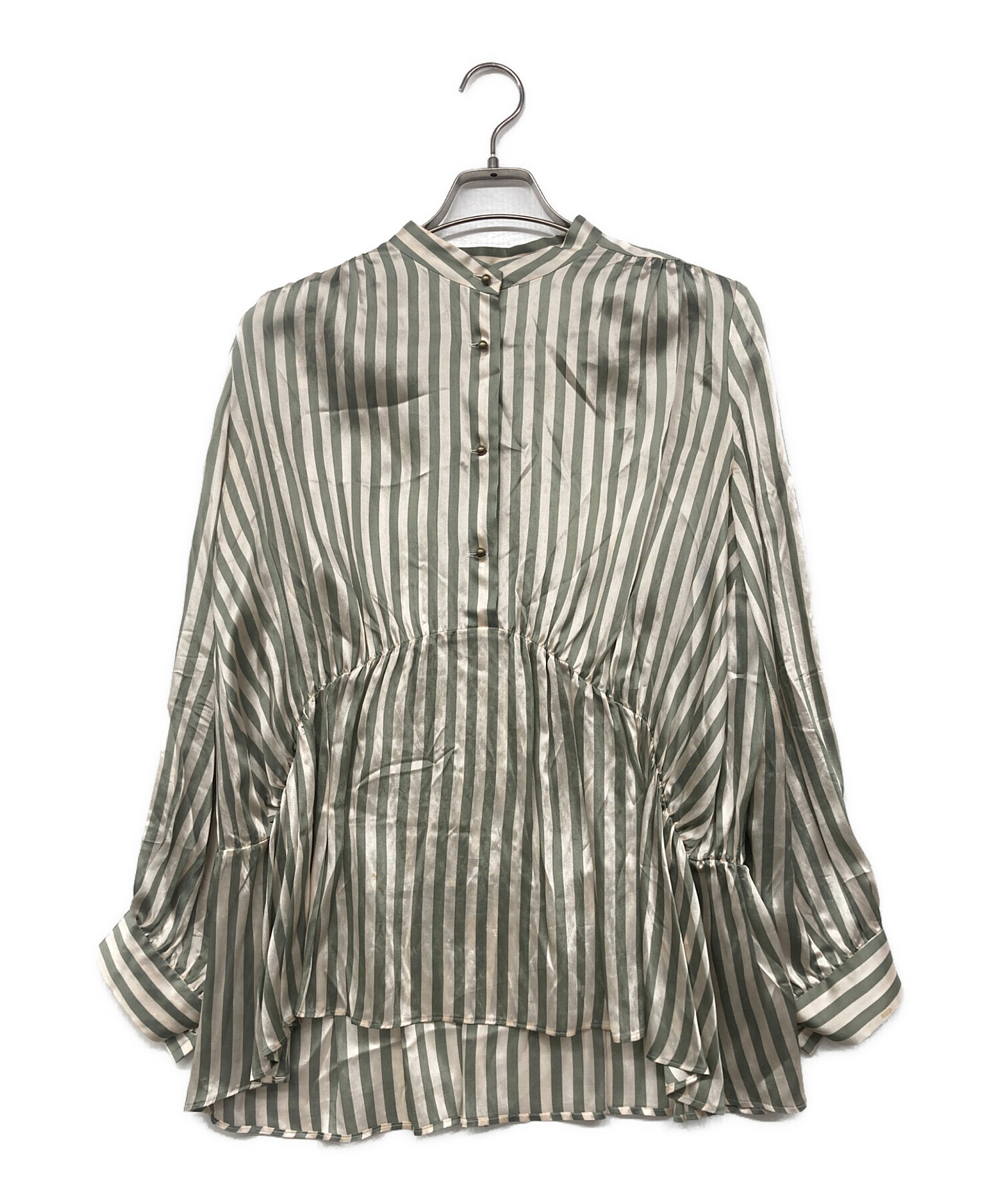 saqui ブラウス 中古・古着通販】saqui (サキ) シャツブラウス グリーン サイズ:38
