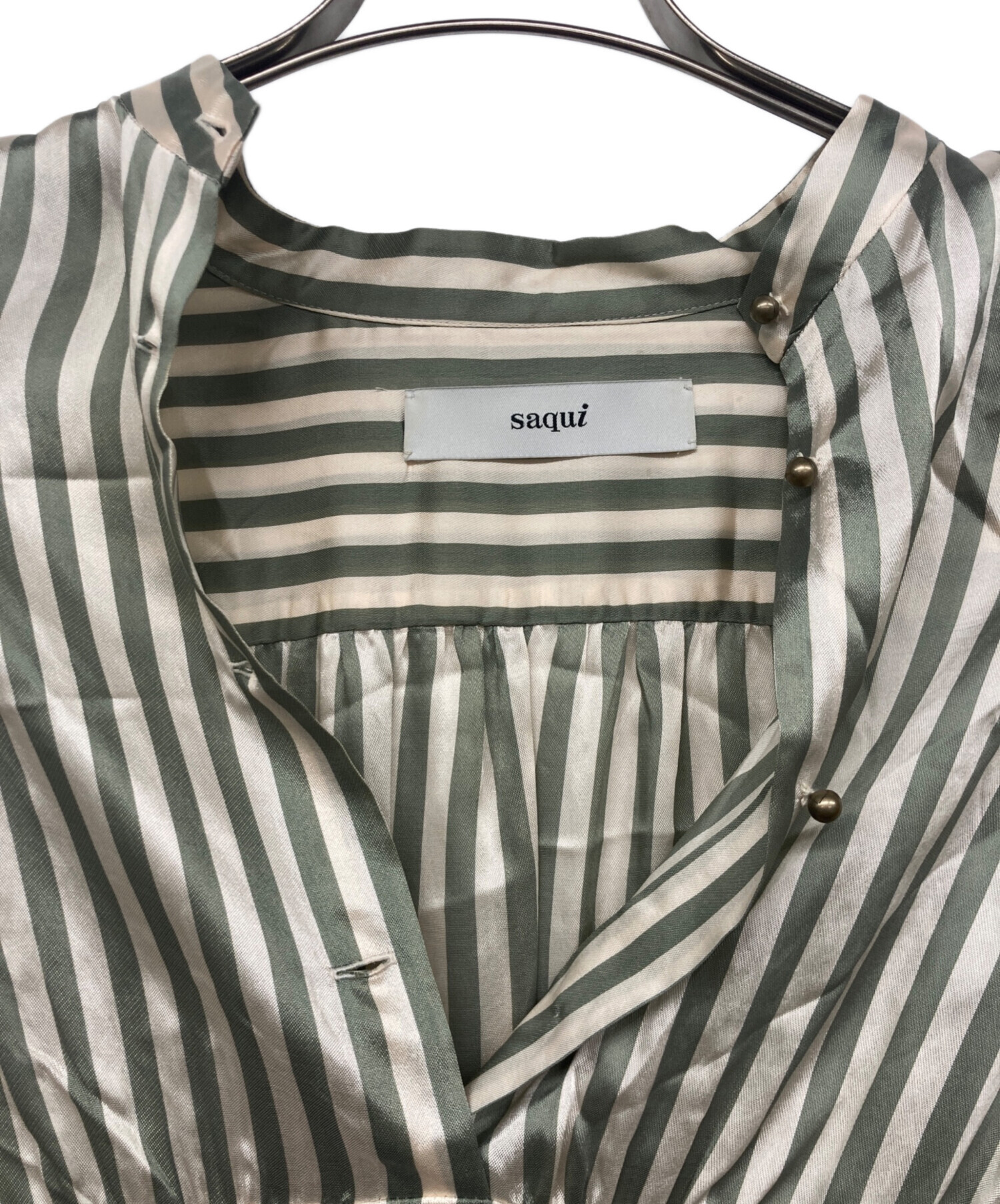 中古・古着通販】saqui (サキ) シャツブラウス グリーン サイズ:38