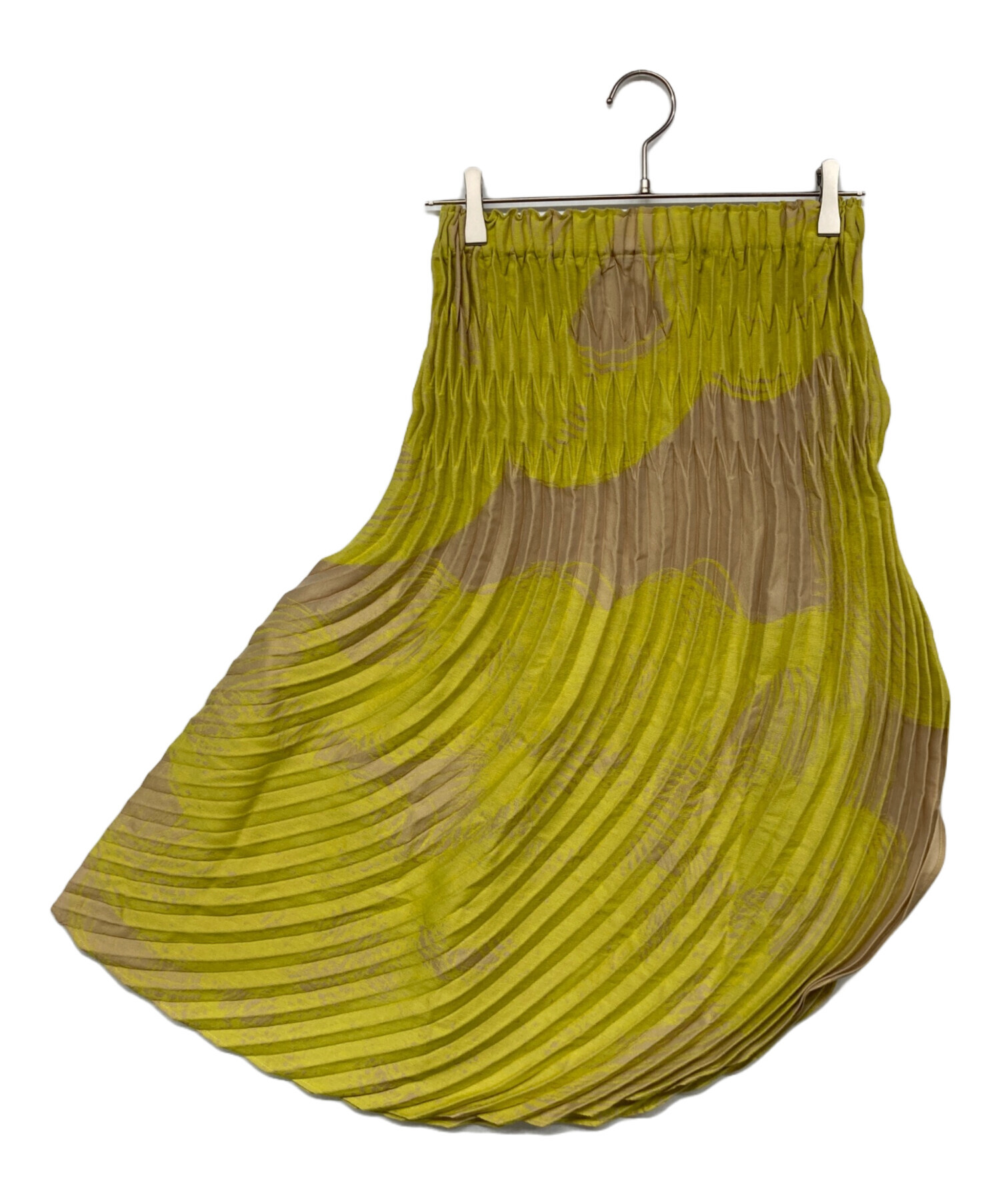 ISSEY MIYAKE プリーツ フレアスカート イエロー 中古・古着通販】ISSEY MIYAKE (イッセイミヤケ) 変形プリーツスカート