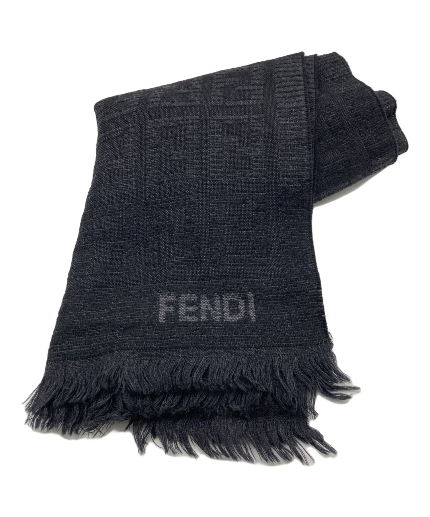 中古・古着通販】FENDI (フェンディ) ロゴマフラー ブラック｜ブランド