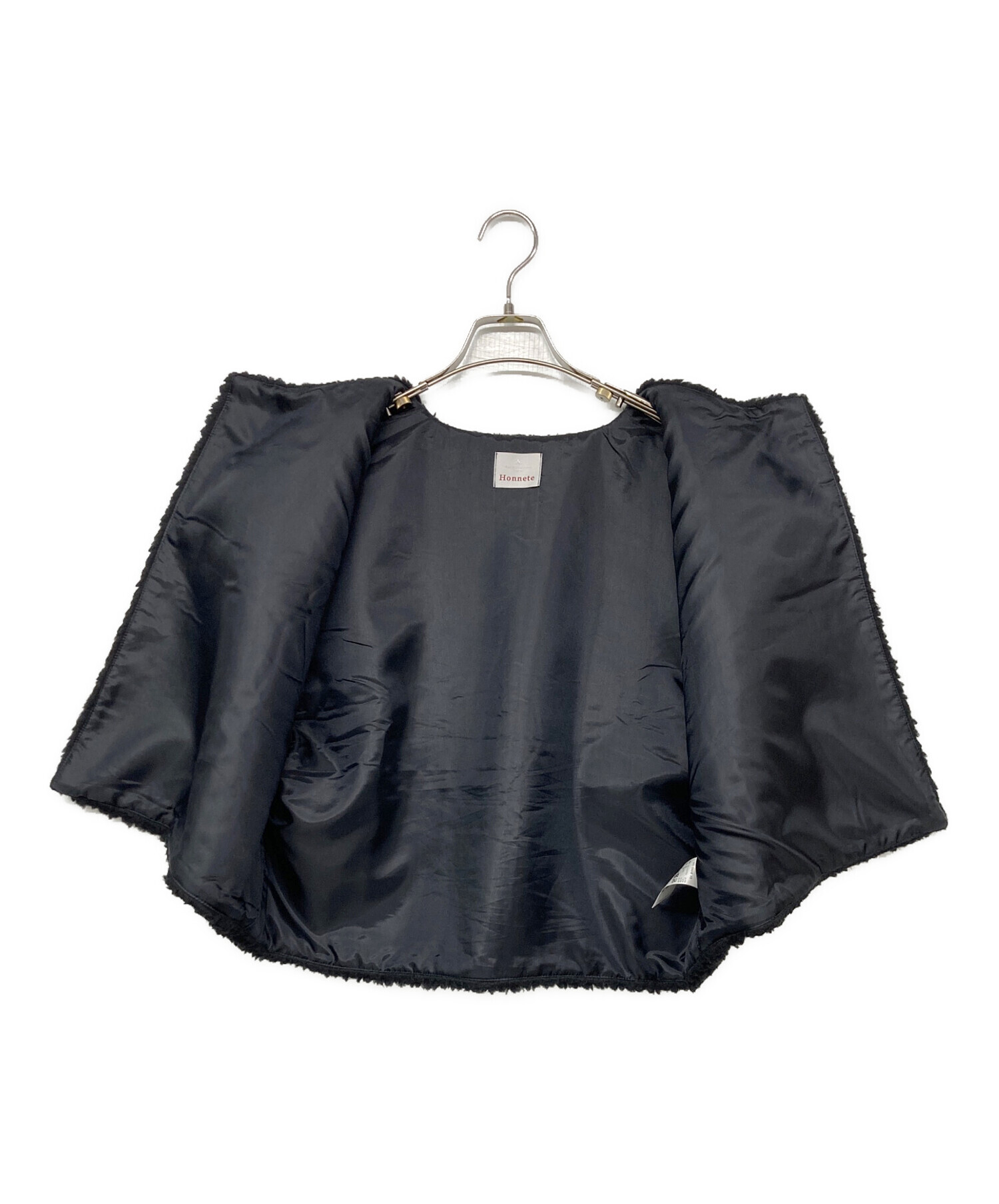 中古・古着通販】Honnete (オネット) クロップドボアベスト ブラック