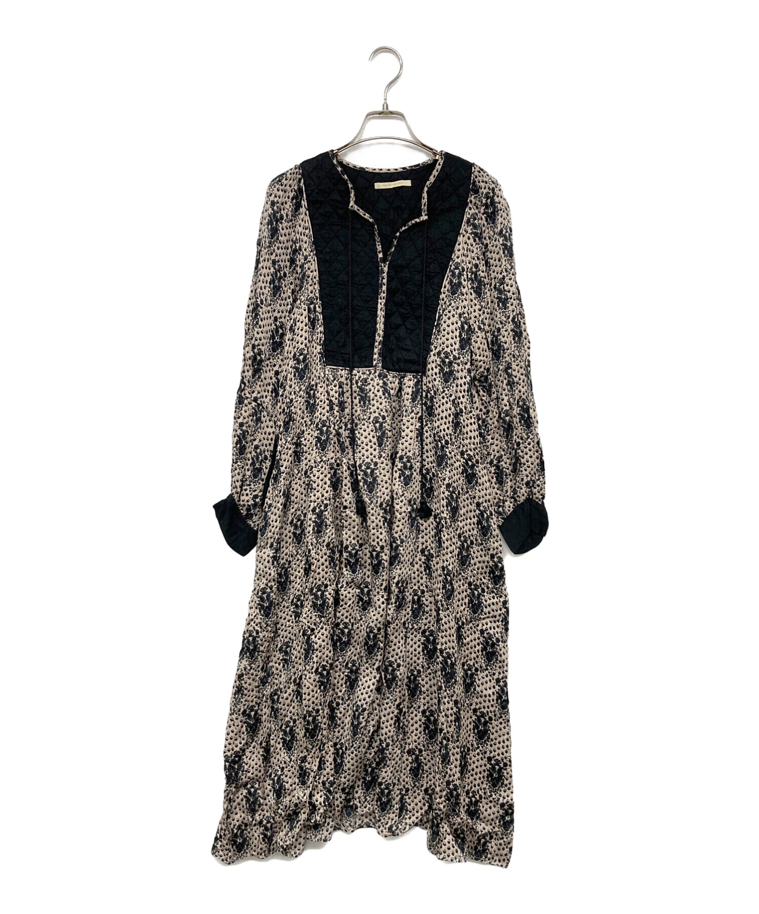 ヌキテパ　モダールサテンエスニックプリントキルトドレス　ワンピース 中古・古着通販】ne quittez pas (ヌキテパ) モダールサテンエスニック