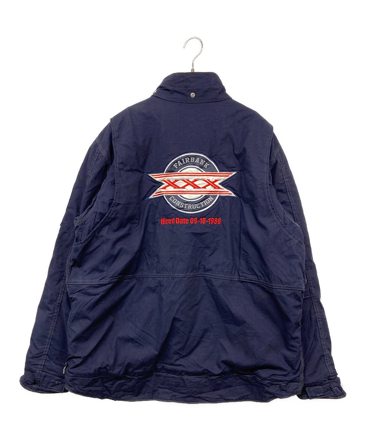 古着 carhartt ワークシャツ ジャケット ネイビー　サイズ2XL 古着 カーハート Carhartt 企業ロゴ 刺繍 ダック トラディショナル