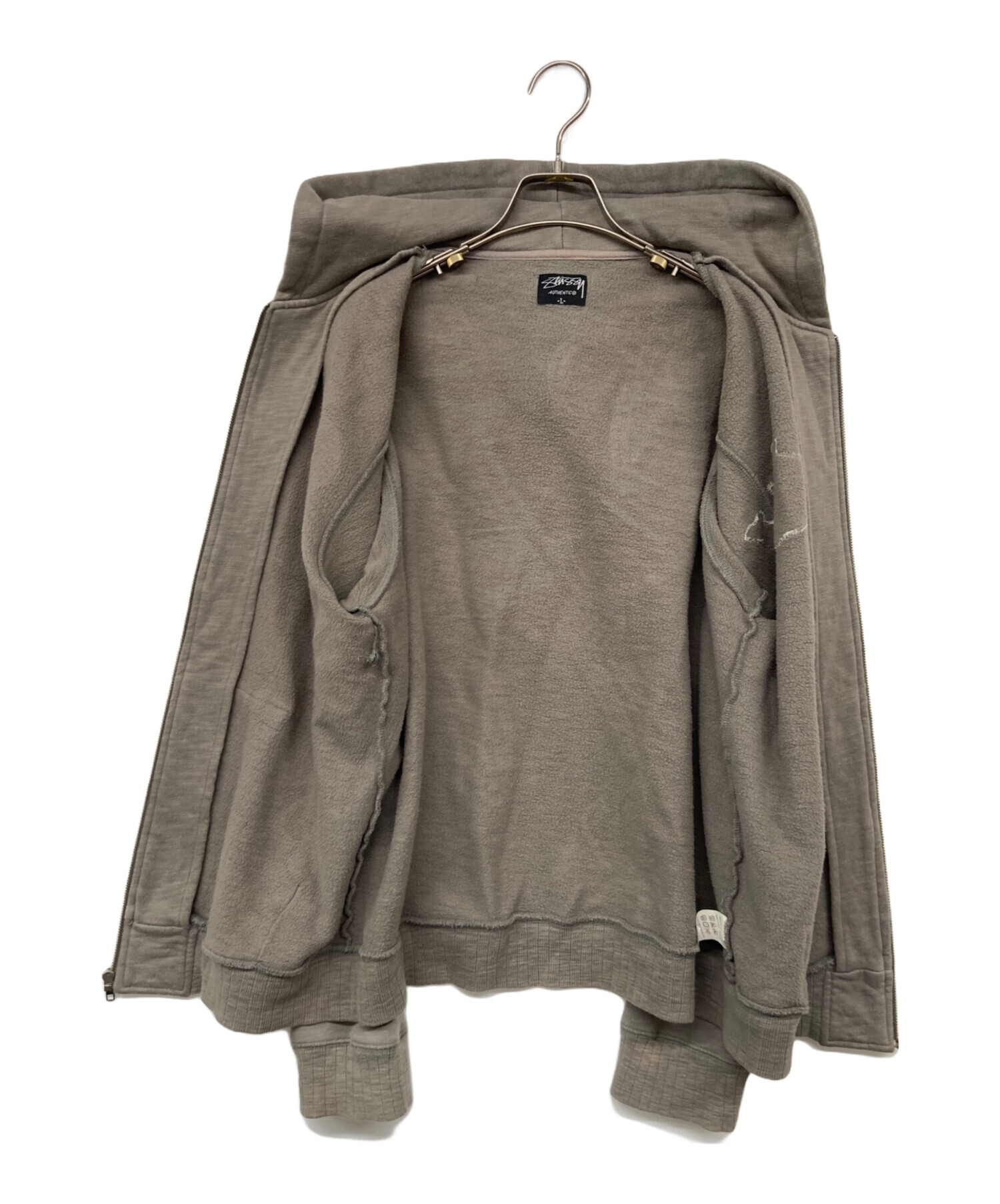 Stussy スカルデザイン ジップアップパーカー グレー STUSSY ステューシー ドクロ スカル パーカー ジップアップ グレー系