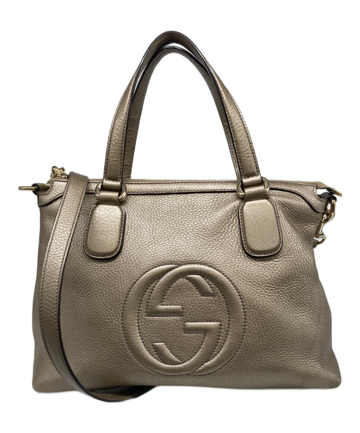 正規品 グッチ 2wayバック 中古・古着通販】GUCCI (グッチ) 2WAYバッグ ゴールド｜ブランド・古着