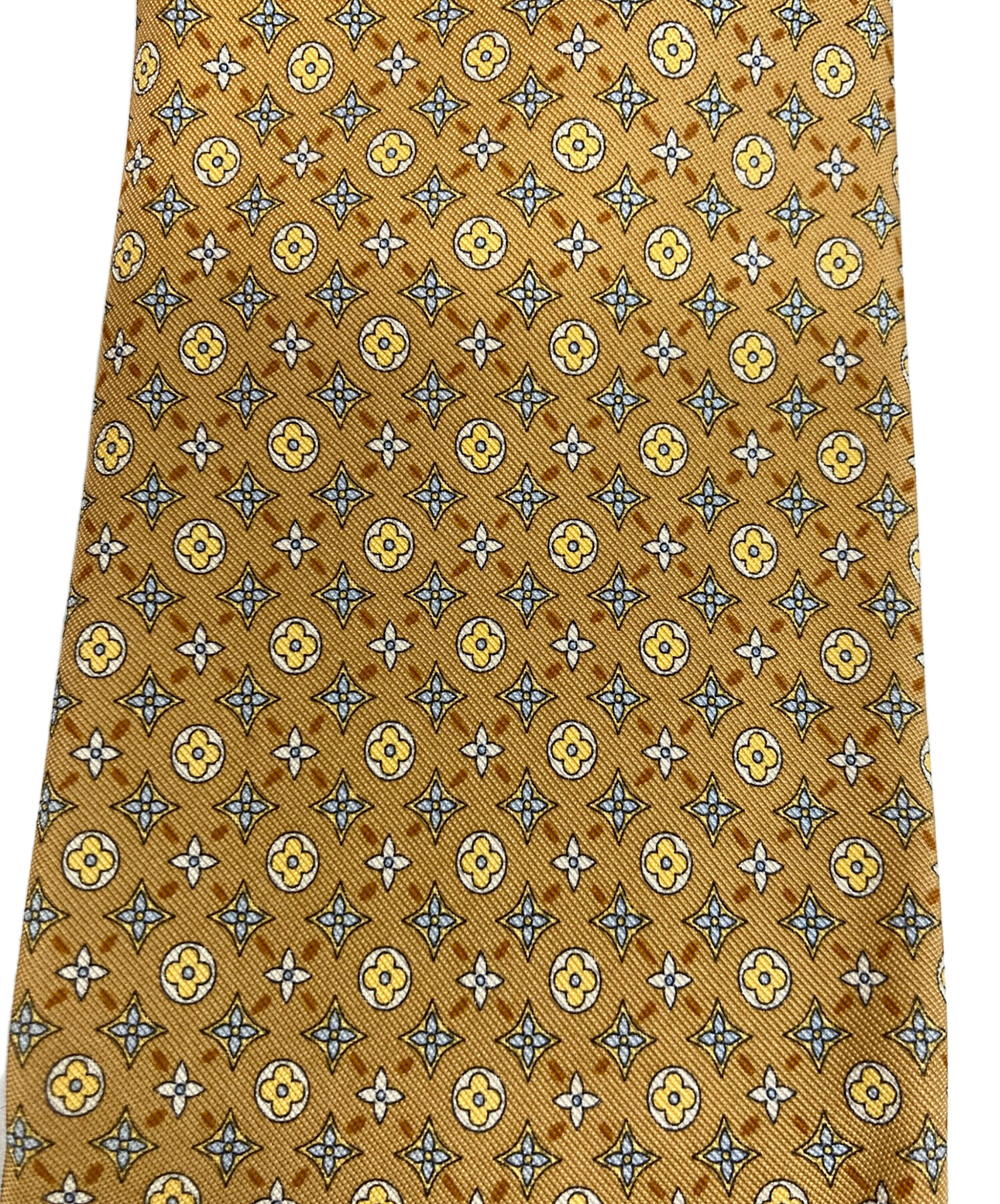 Louis Vuitton シルク　ネクタイ ベージュ ☆美品☆ ルイヴィトン 高級シルクネクタイ 総柄 ベージュ 中古・古着
