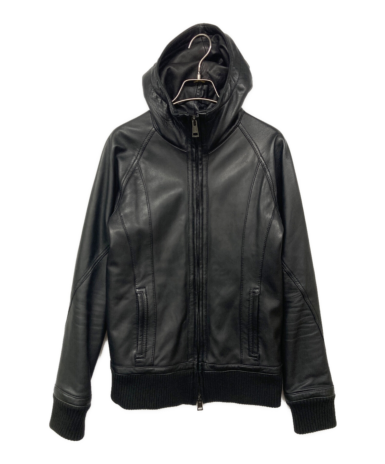 中古・古着通販】AKM (エーケーエム) フーデッドラムレザージャケット 