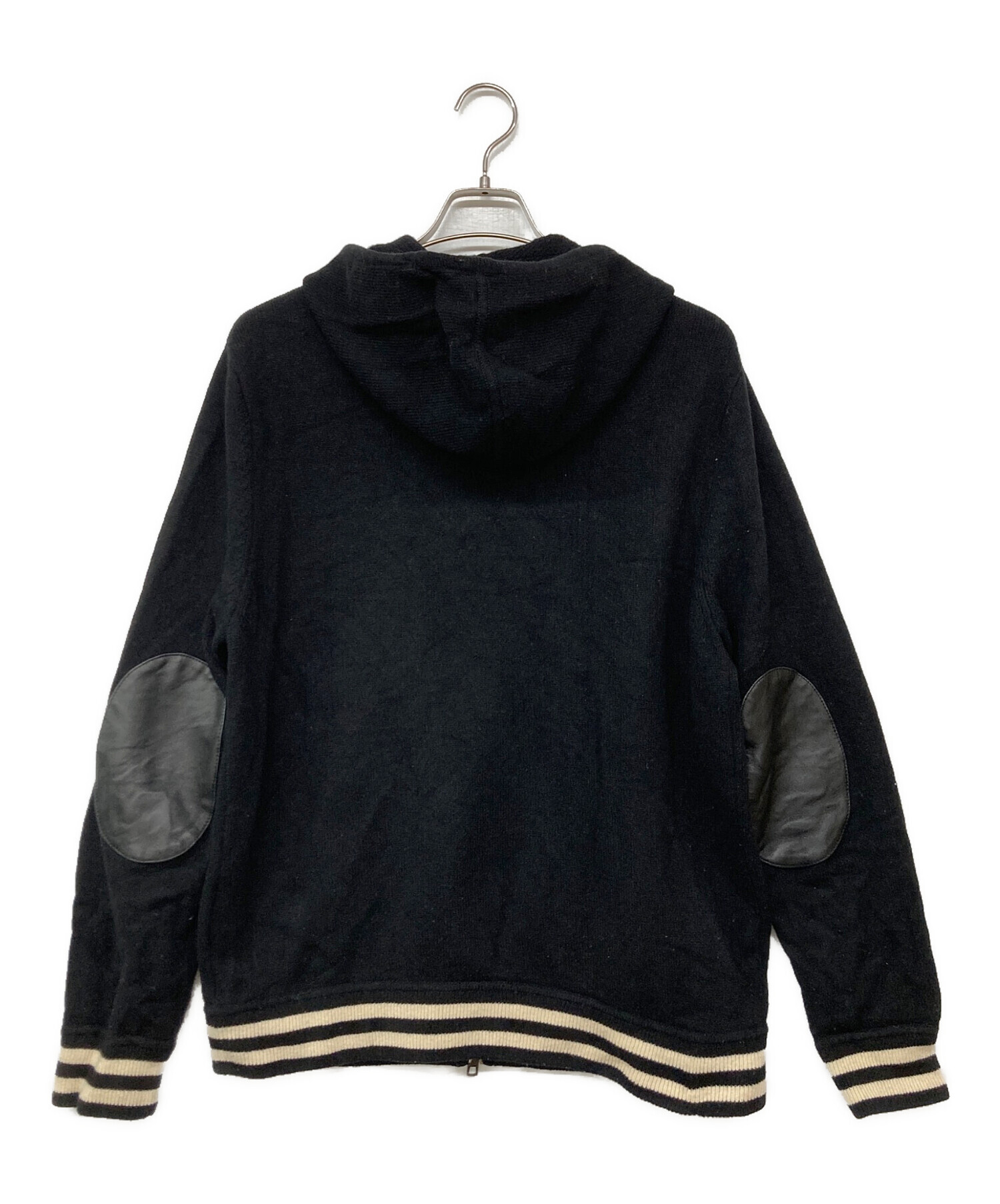 (美品)COACH コーチ　パーカー　フーディー　パッチ　レザー　M 中古・古着通販】COACH (コーチ) レザーエルボーパッチ ニットパーカー