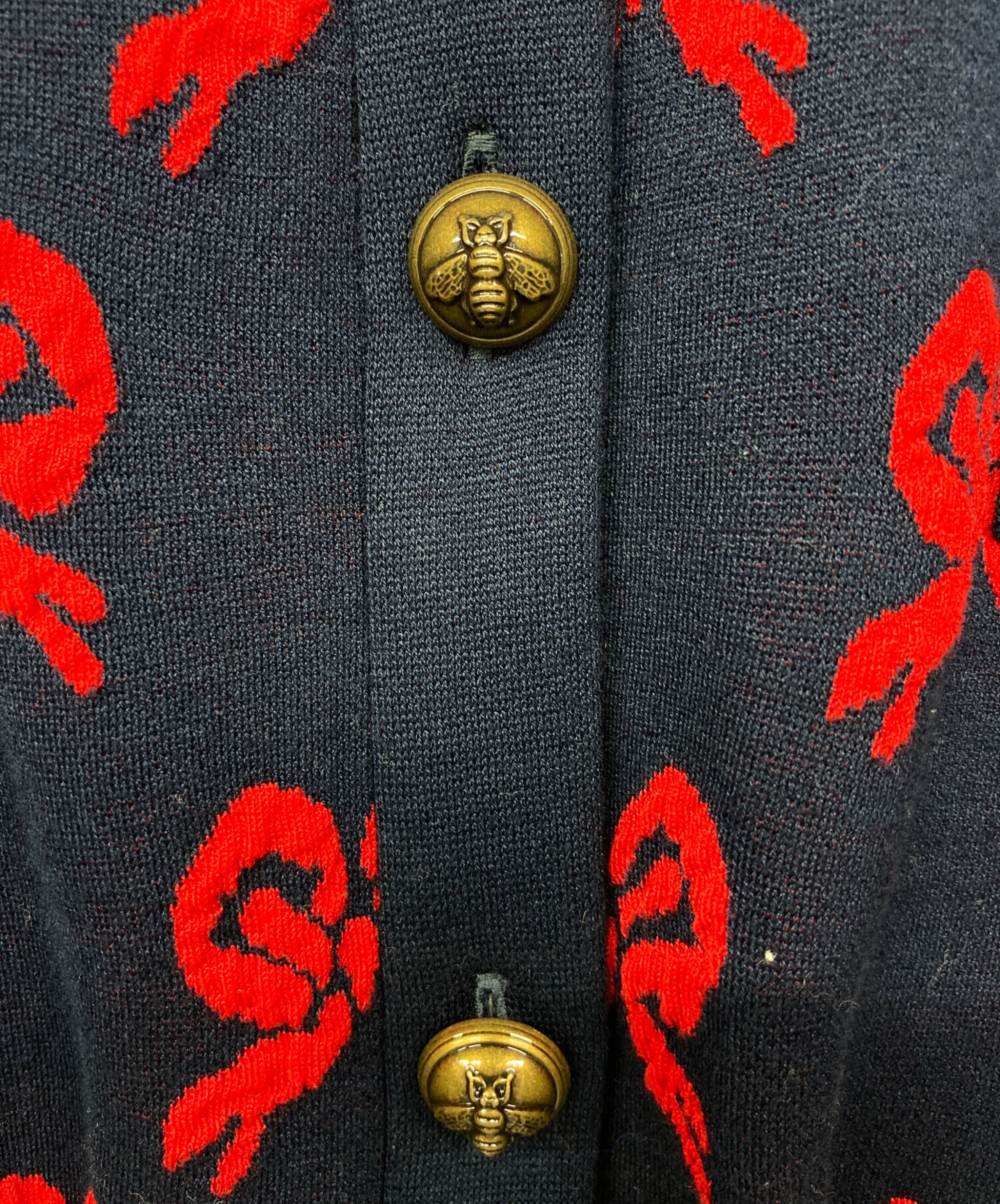 中古・古着通販】GUCCI (グッチ) リボンニットカーディガン レッド