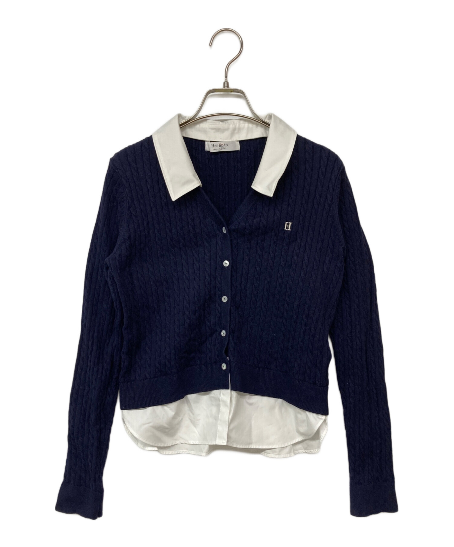 トップス 新品Her lip to Layered Cable Knit Cardigan