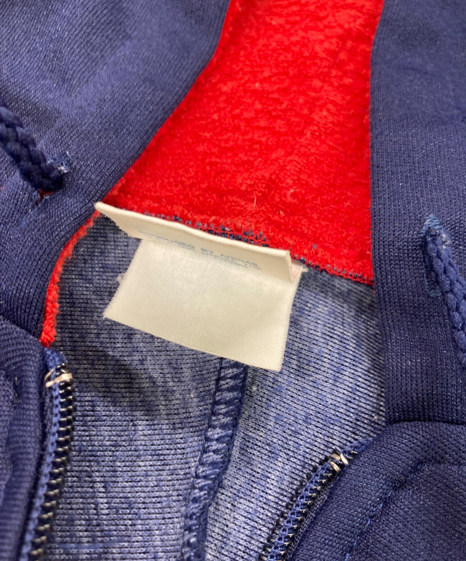 中古・古着通販】adidas (アディダス) ジップパーカー レッド×ネイビー 