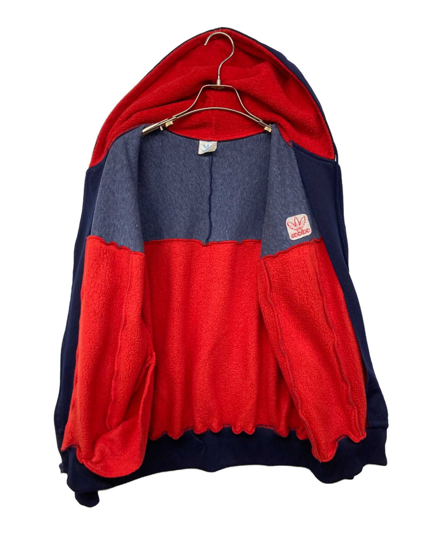 中古・古着通販】adidas (アディダス) ジップパーカー レッド×ネイビー 中古・古着通販】adidas (アディダス) ジップパーカー レッド×ネイビー