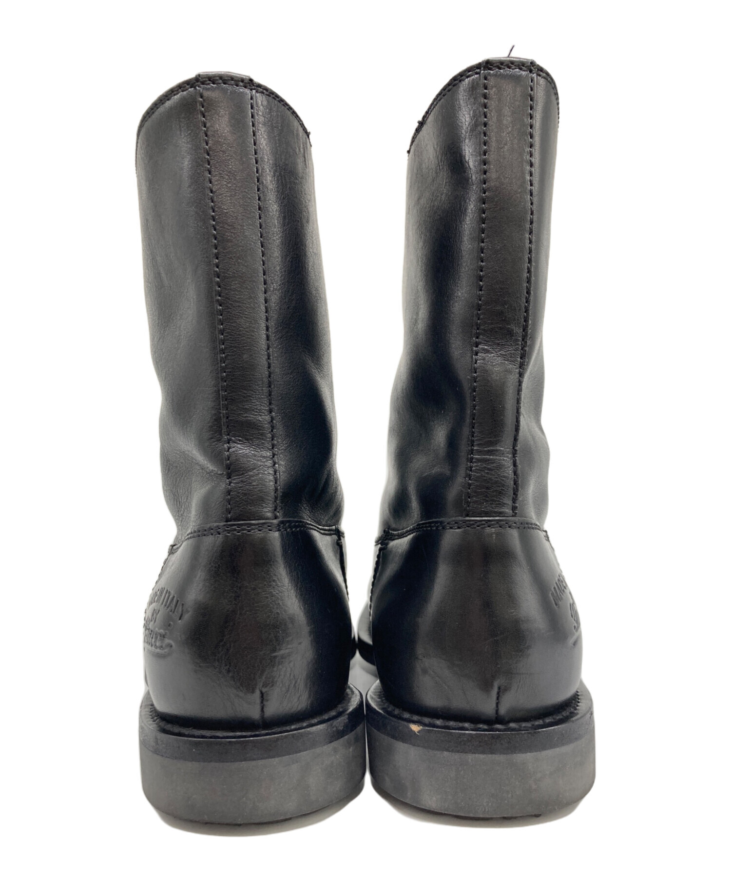 GUCCI グッチ ペコスブーツ ワークブーツ プレーントゥ 本革 ブラック 黒 中古・古着通販】GUCCI (グッチ) ペコスブーツ ブラック サイズ:6 1/2