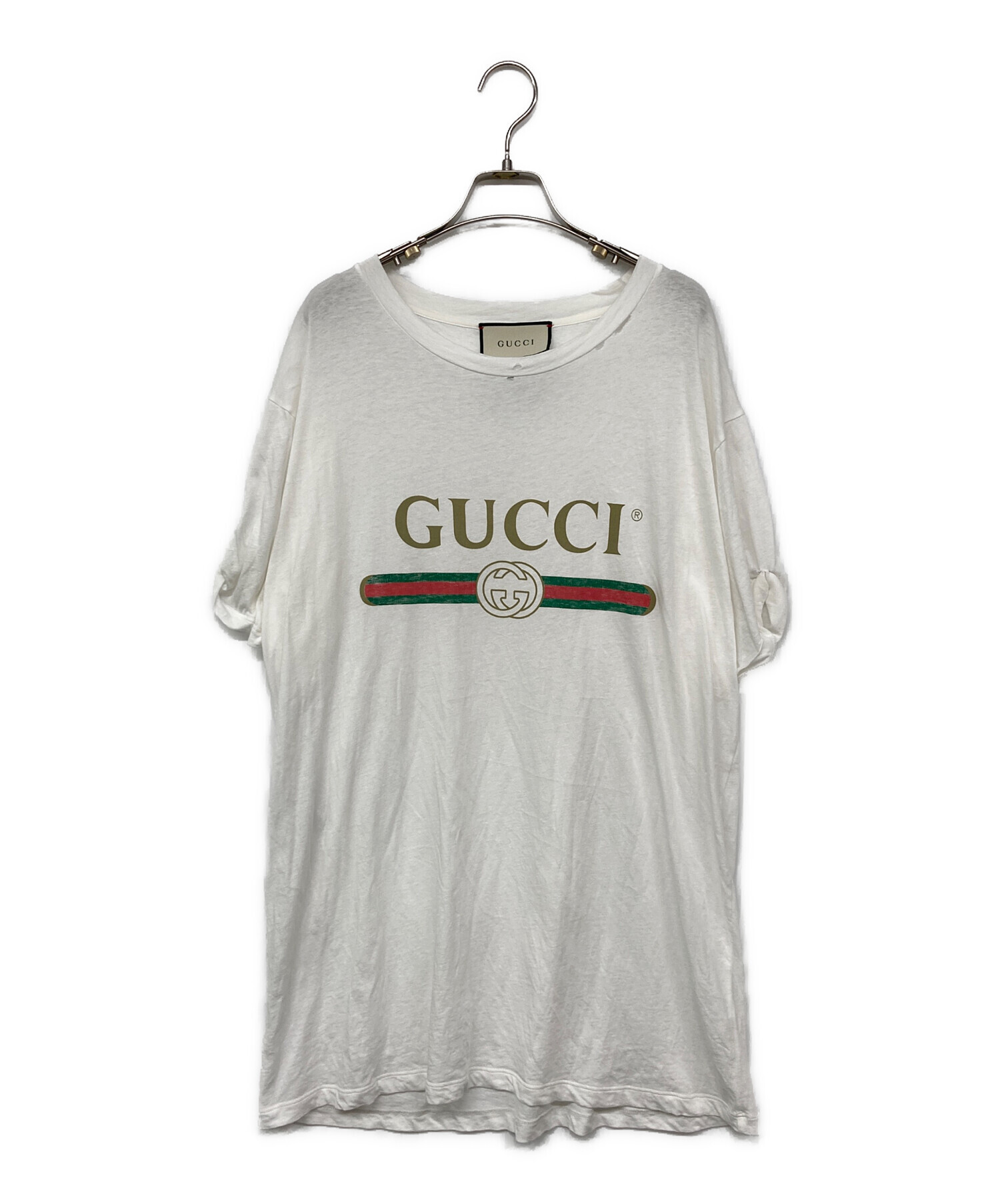 中古・古着通販】GUCCI (グッチ) ロゴプリントTシャツ ホワイト サイズ
