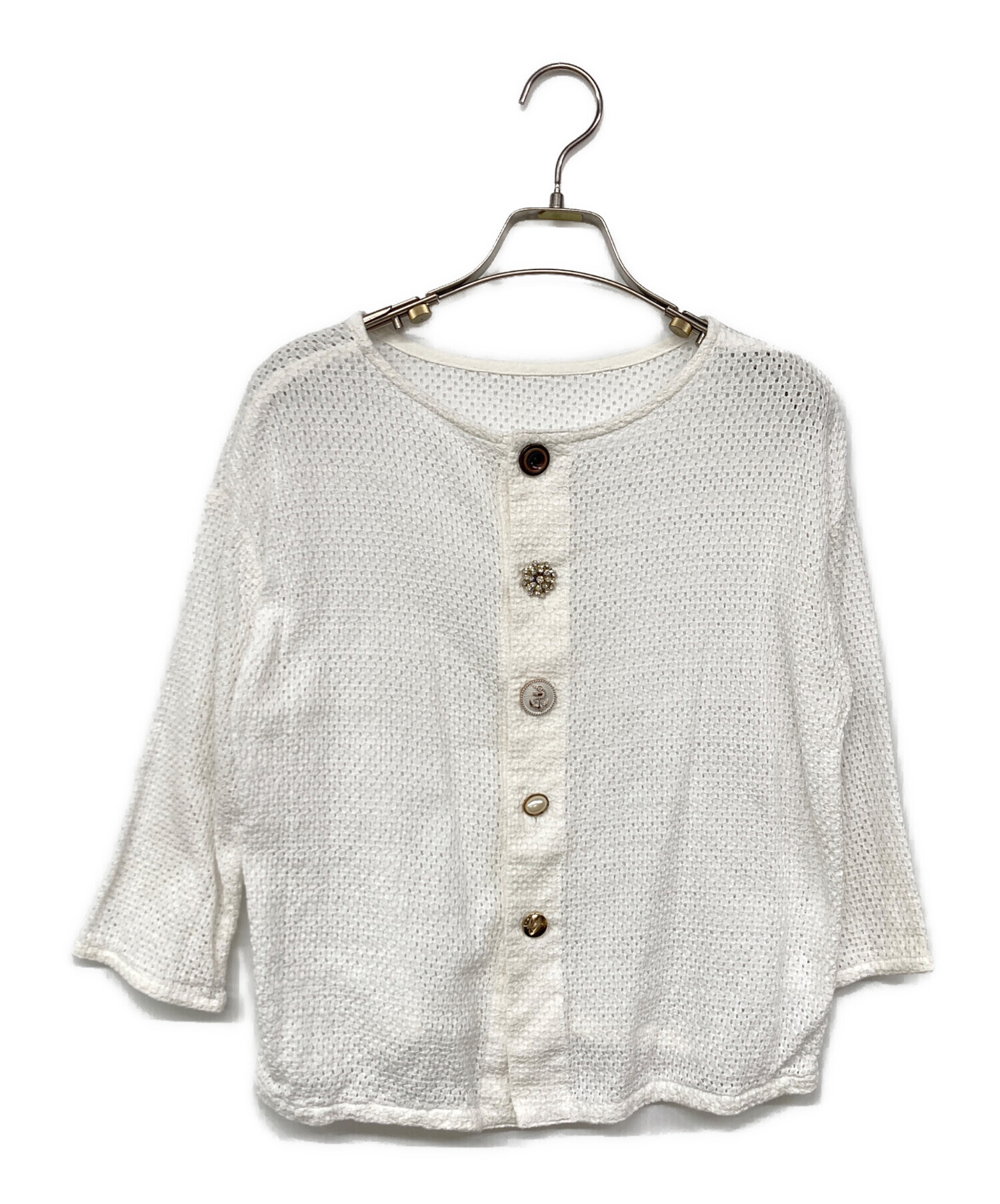 中古・古着通販】BEARDSLEY (ビアズリー) リネンカーディガン ホワイト  