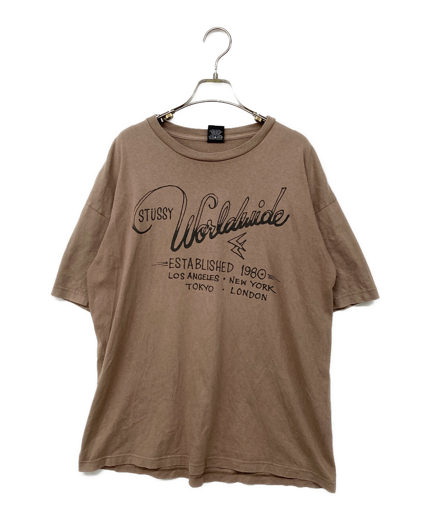 中古・古着通販】stussy (ステューシー) プリントTシャツ ブラウン 