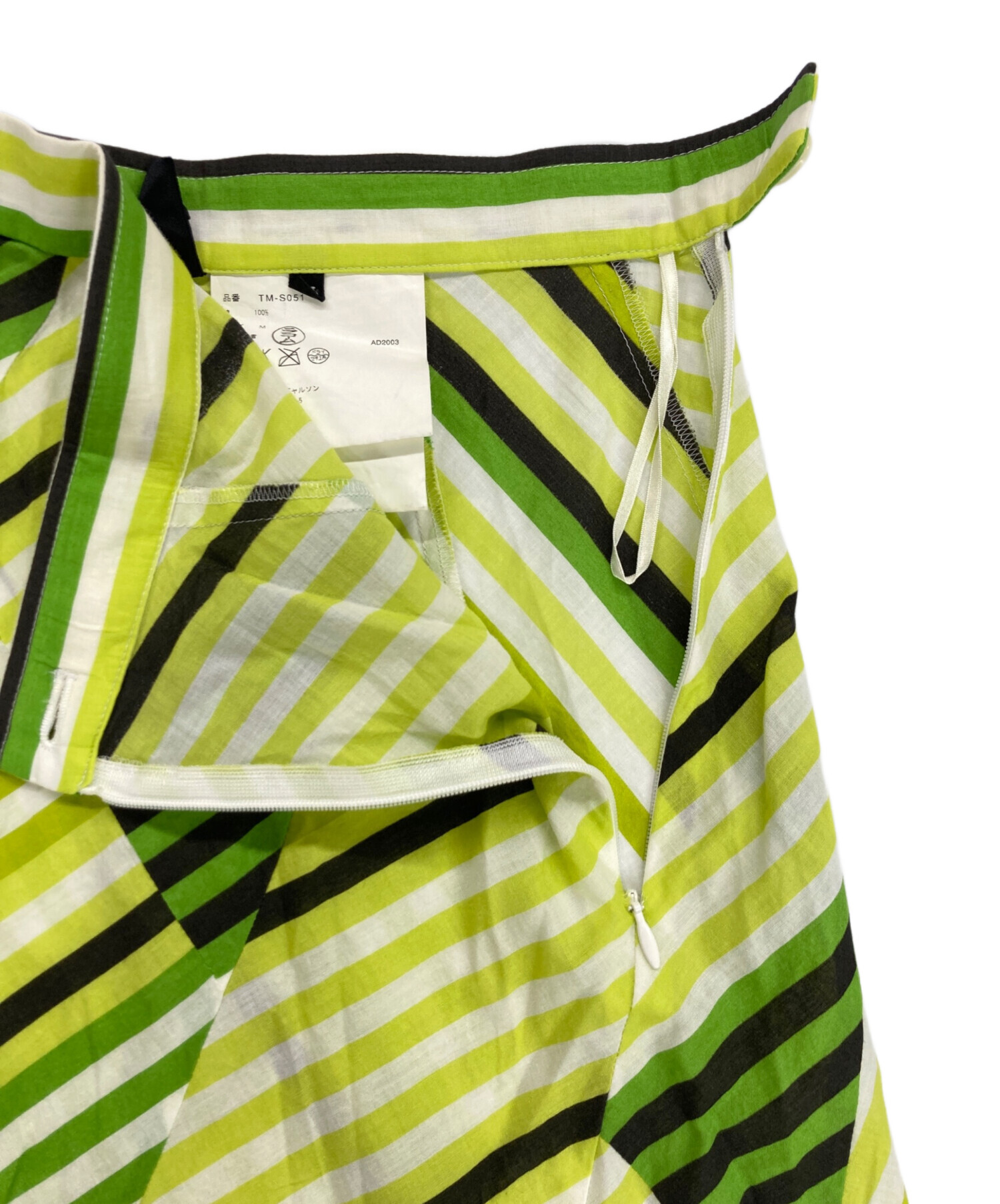 【トリココムデギャルソン】AD2002 スカート　モヘヤ混 カットオフ　緑 コムデギャルソン ガールCOMME des GARCONS GIRL ウールギャバプリーツ