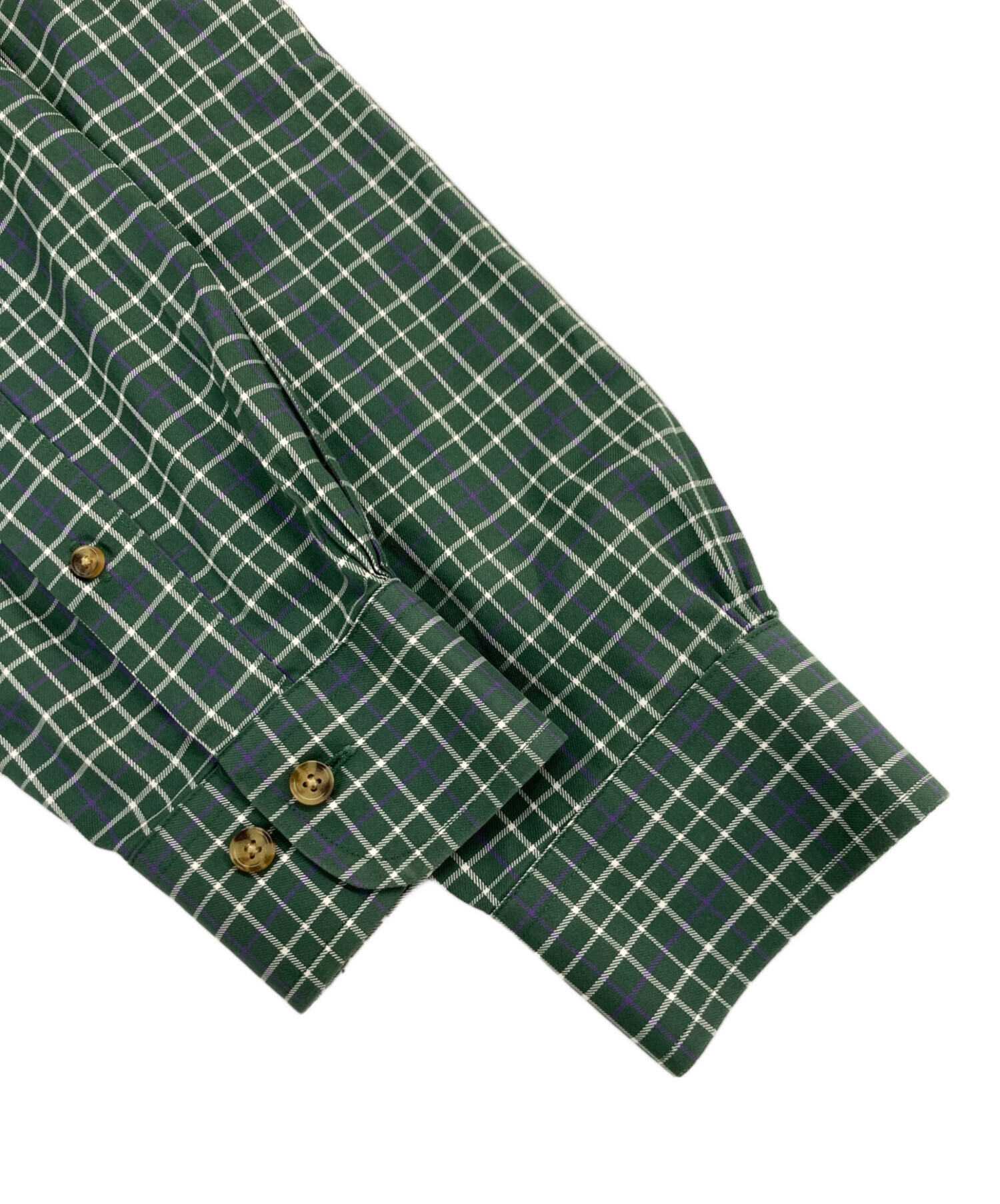 はるげ ブルックスブラザーズ グリーン チェック柄 シャツ 8サイズ 中古・古着通販】BROOKS BROTHERS (ブルックスブラザーズ) ボタン