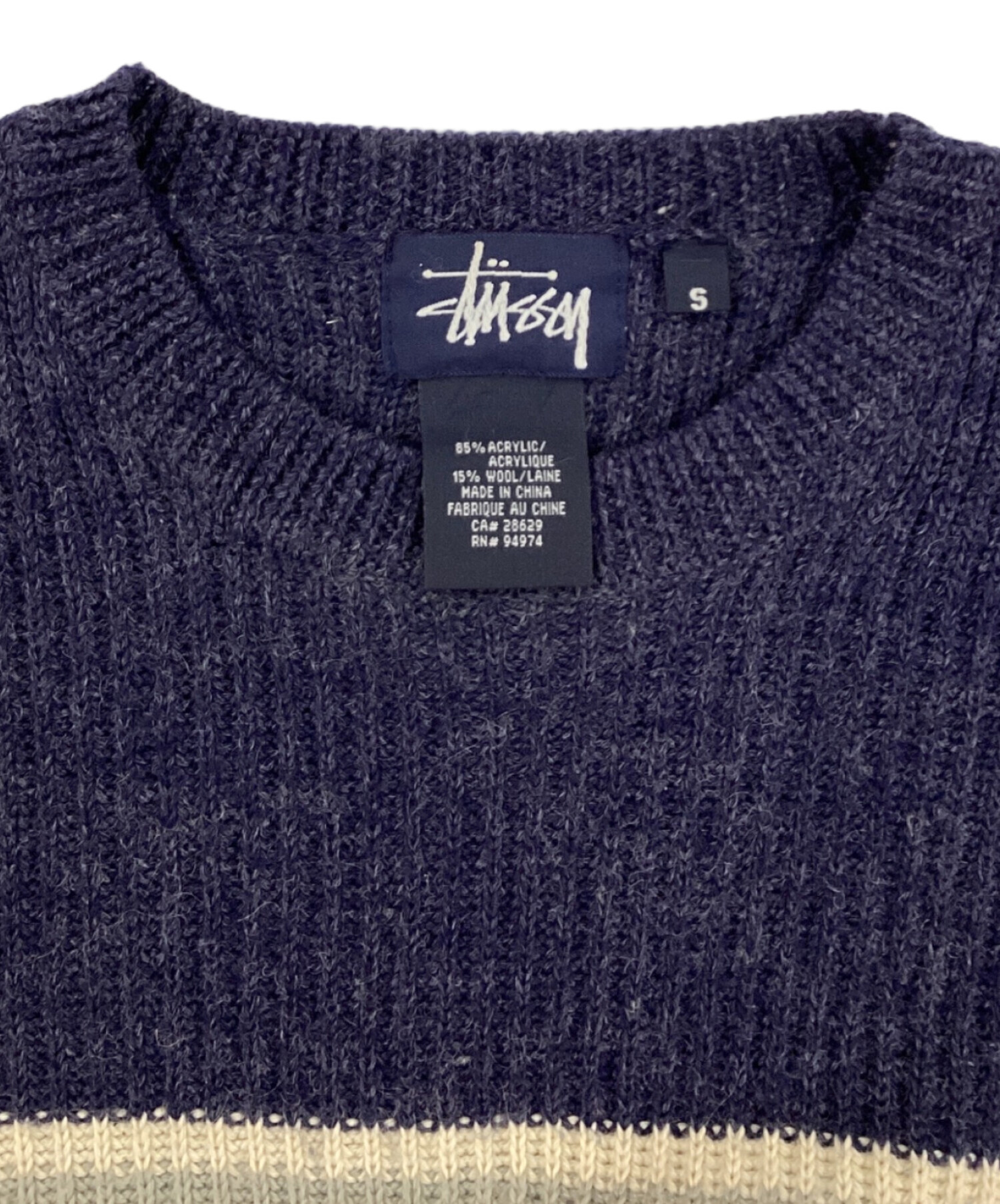 中古・古着通販】stussy (ステューシー) ボーダーニット ネイビー 