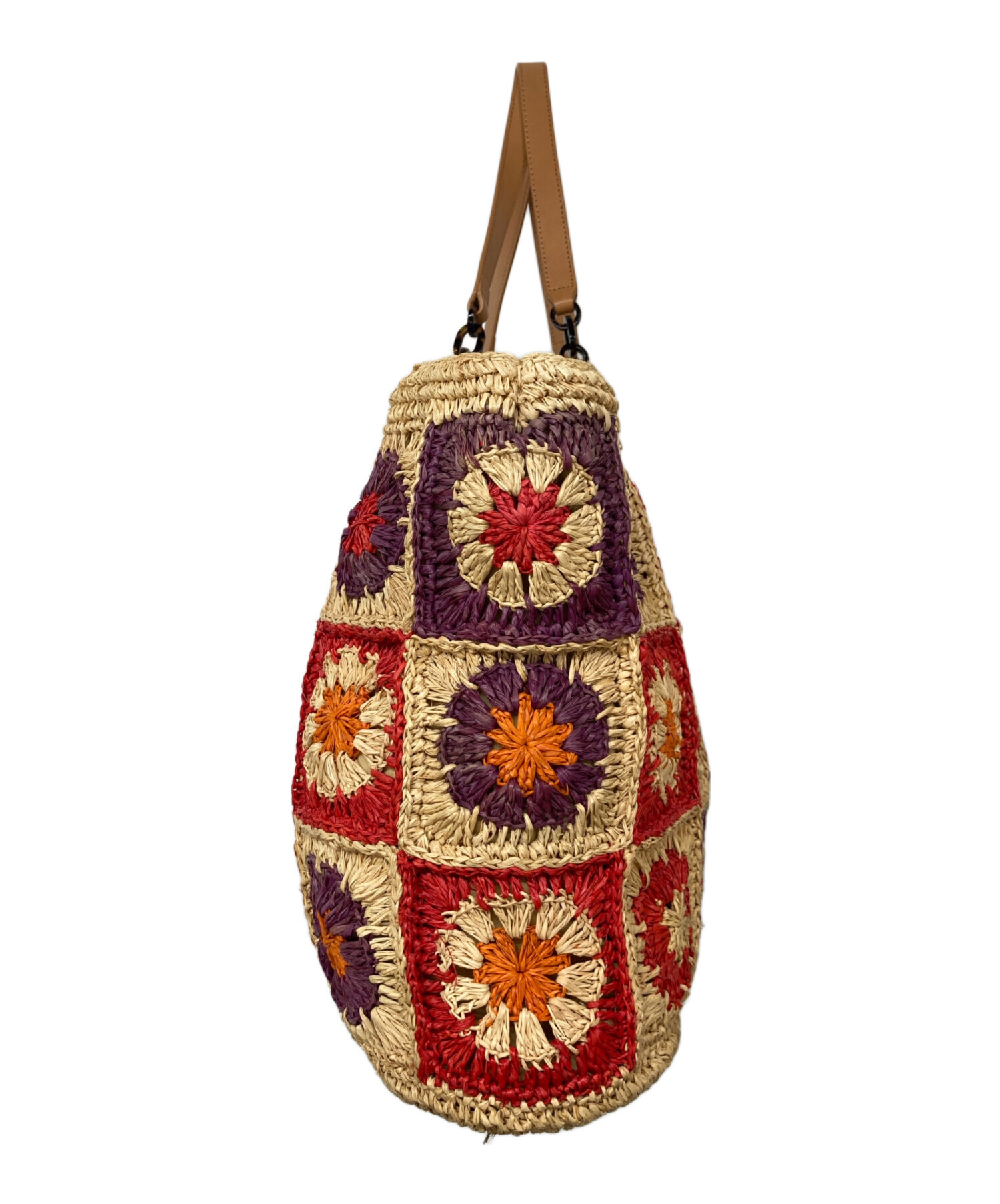 ☆未使用品☆トリーバーチ　TORY BURCH かごバッグ　シルバーラメ　トートバッグ　麻素材 Tory Burch - TORY BURCH トリーバーチ かごバッグ 茶 古着