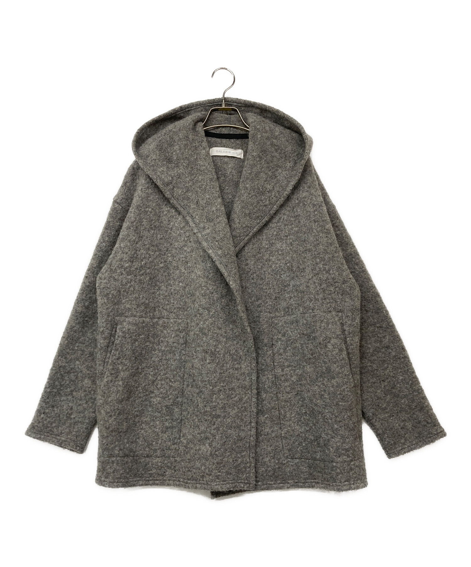 ▼ギャルリーヴィー シープジャージー フーデッドカーディガン アルパカコート 中古・古着通販】GALERIE VIE (ギャルリーヴィー) シープジャージー