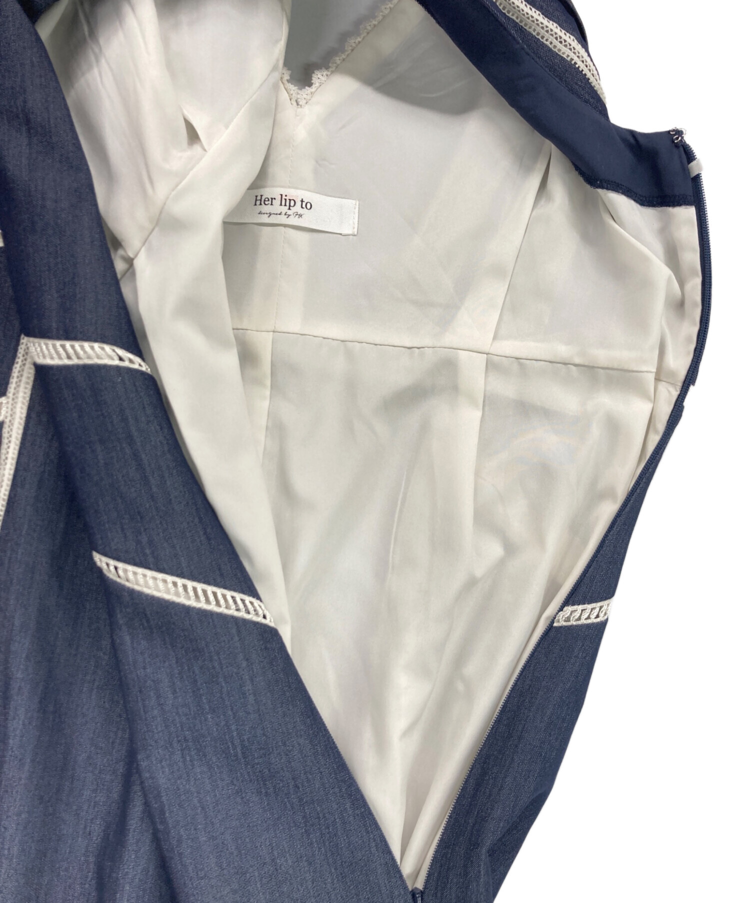 中古・古着通販】HER LIP TO (ハーリップトゥ) Lace Trimmed Chambray