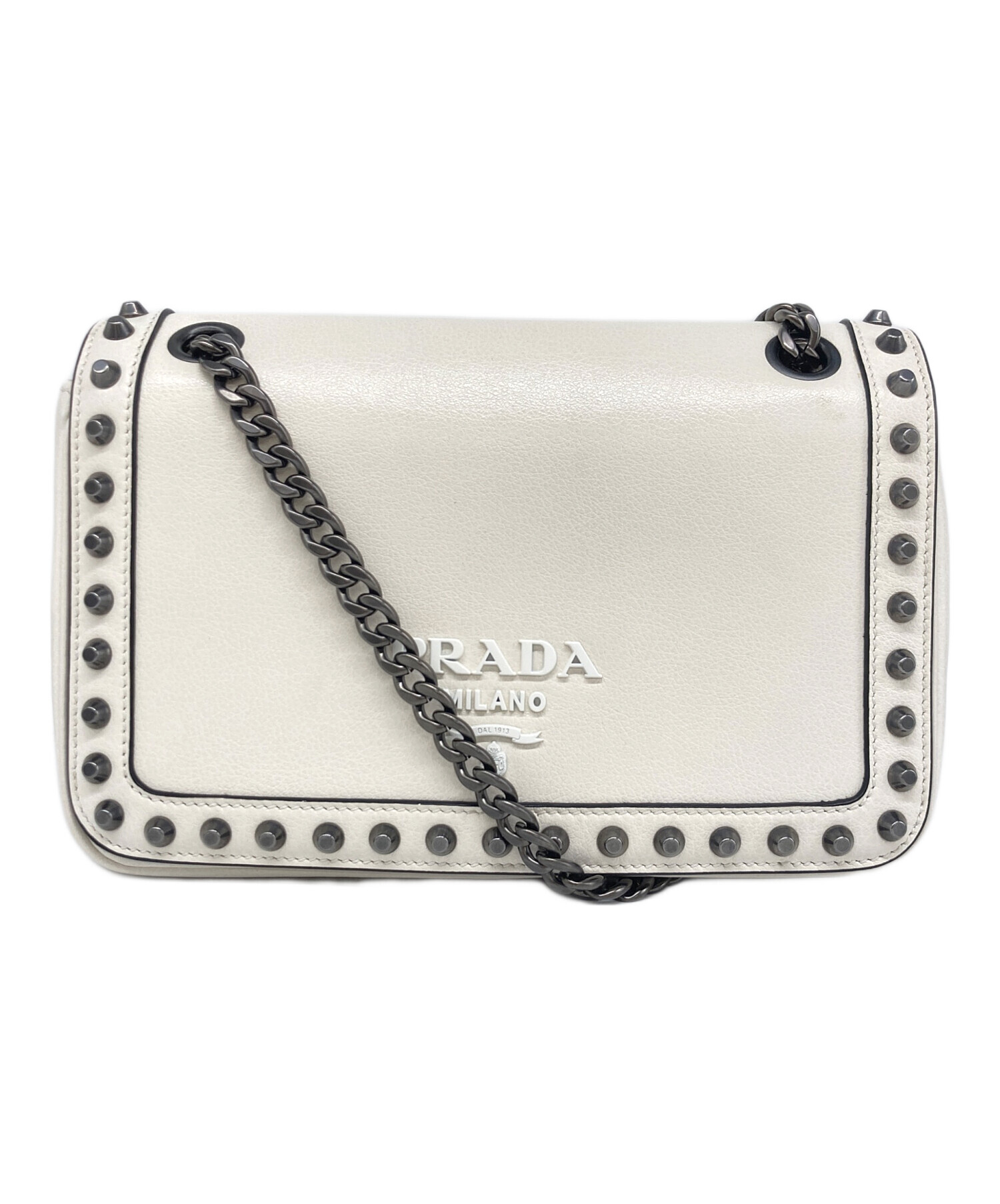 中古・古着通販】PRADA (プラダ) チェーンショルダーバッグ ホワイト 