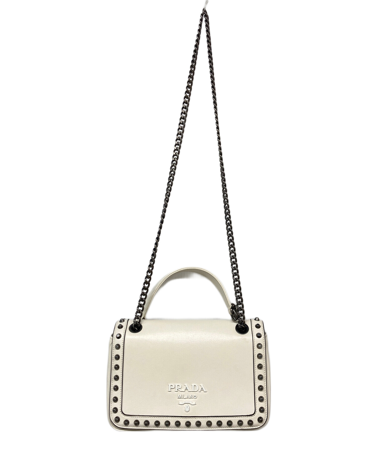 中古・古着通販】PRADA (プラダ) チェーンショルダーバッグ ホワイト 