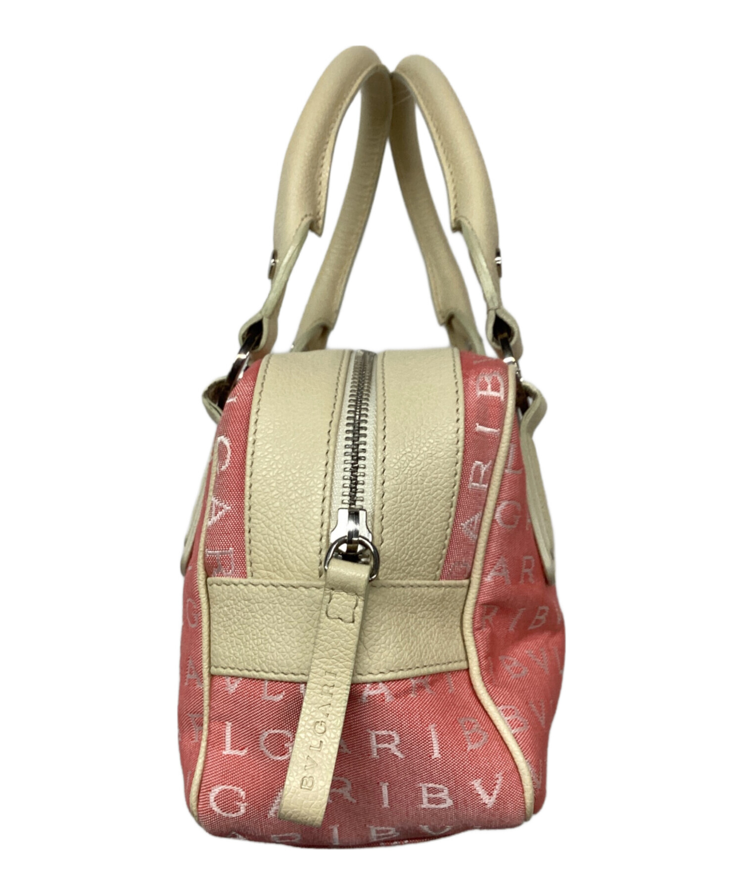 【美品】ブルガリ ワンショルダー ロゴマニア キャンバス レザー ピンク BVLGARI ブルガリ ワンショルダーバッグ ロゴマニア キャンバス