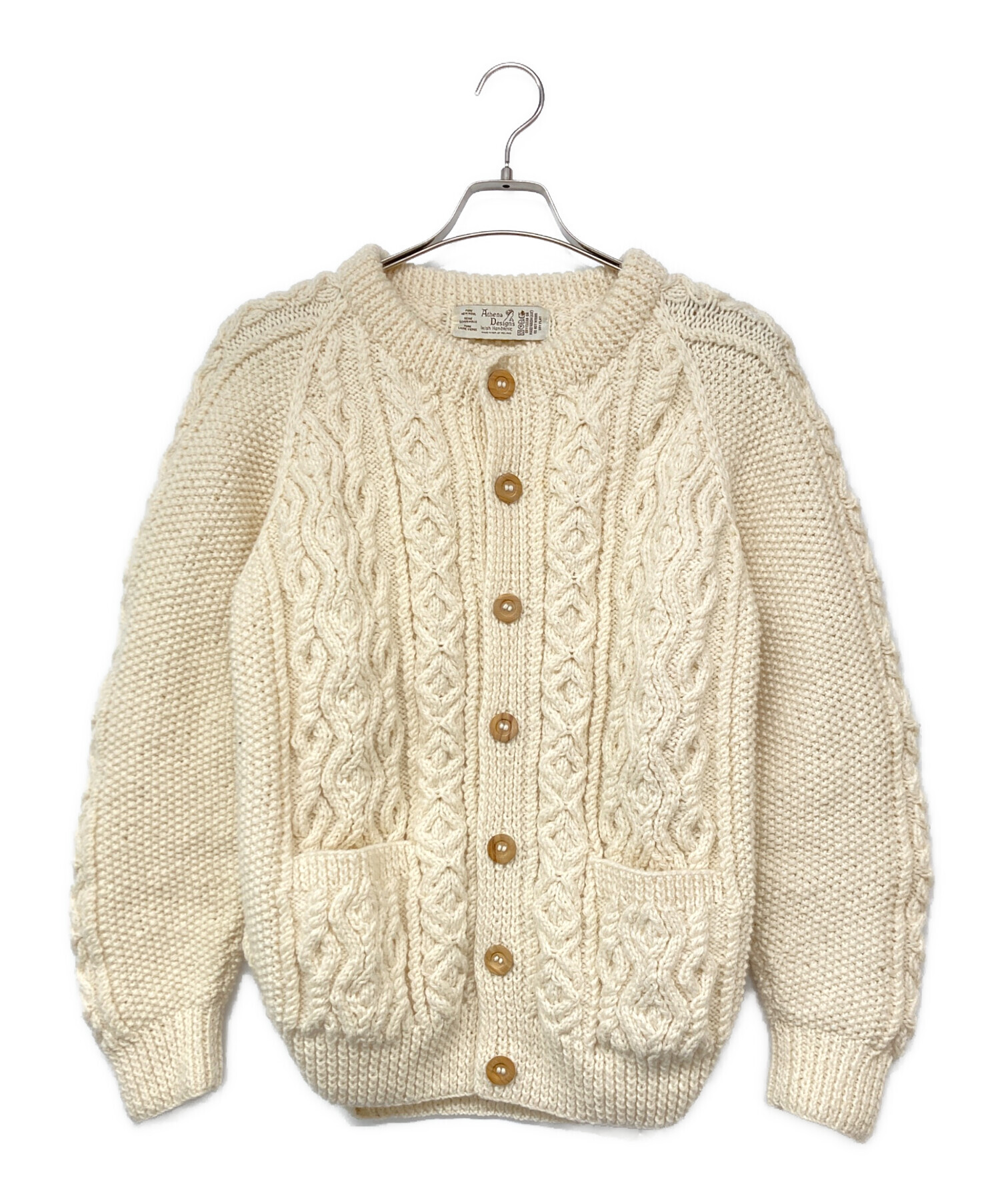 Athena Designs アテナデザイン　アランカーディガン　ベージュ 中古・古着通販】Athena Designs (アテナデザインズ) アランニット