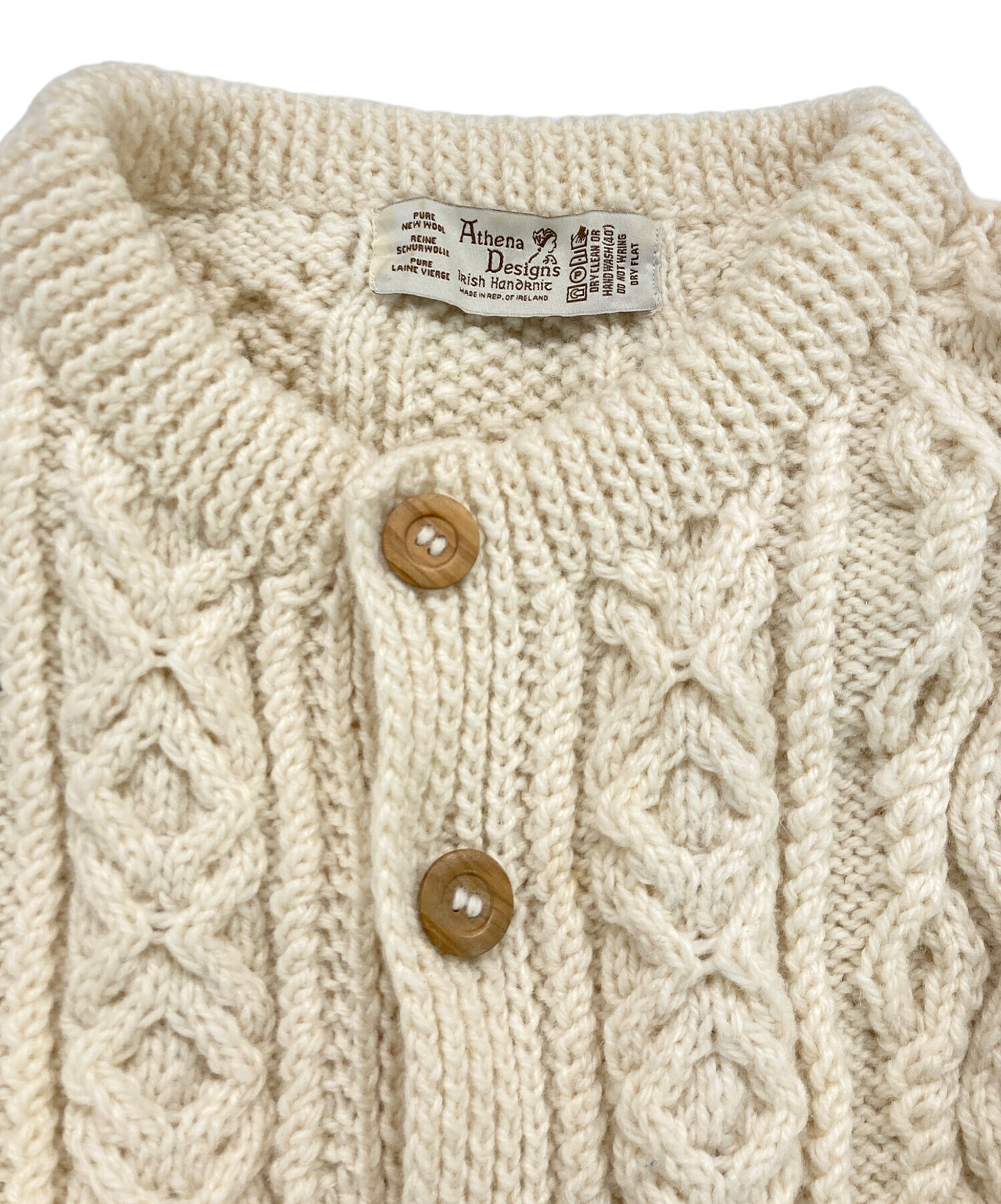 Athena Designs アテナデザイン　アランカーディガン　ベージュ 中古・古着通販】Athena Designs (アテナデザインズ) アランニット