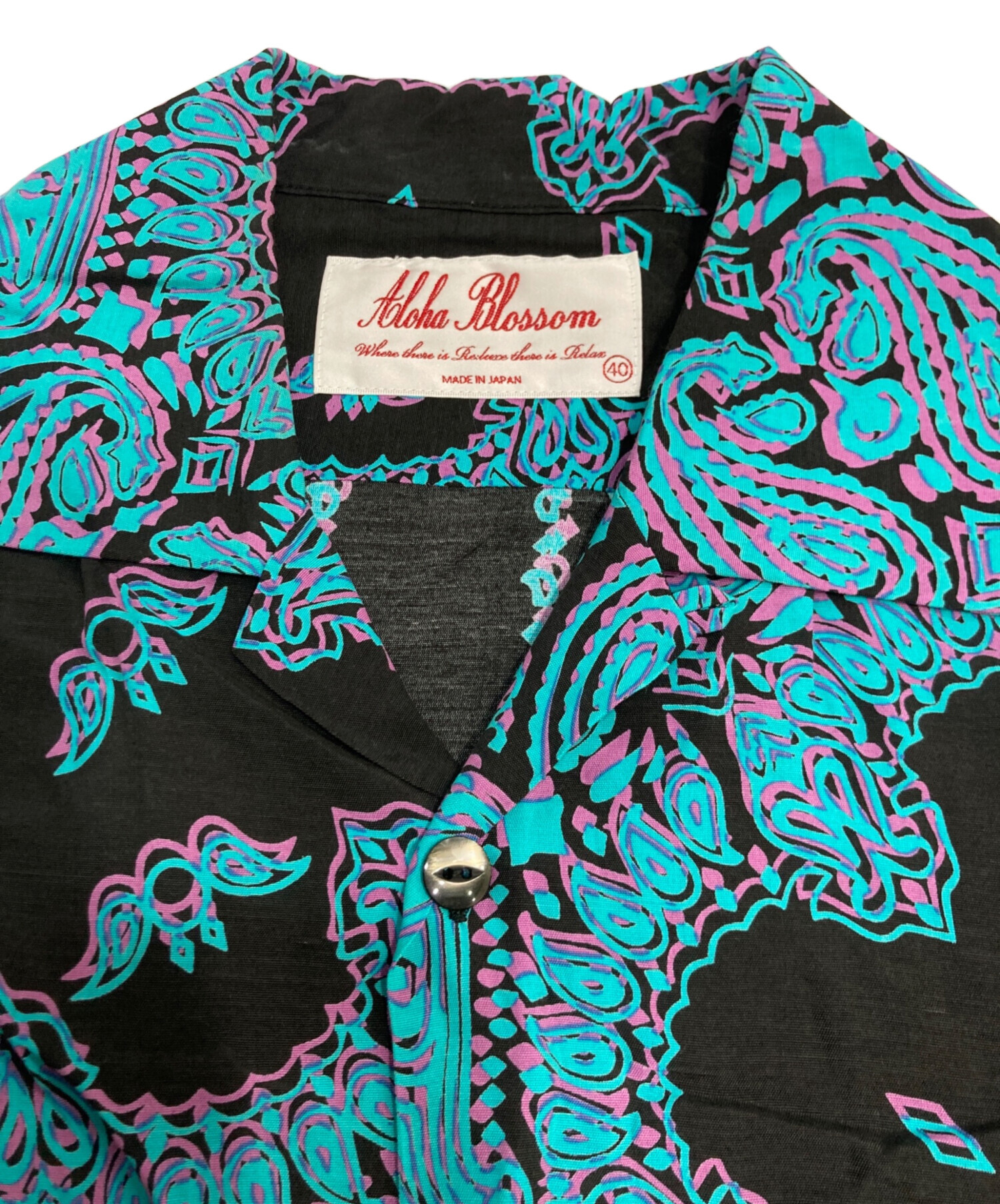 aloha blossom アロハシャツ サックスブルー　サイズ40 中古・古着通販】Aloha Blossom (アロハブロッサム) HISUIKAZURA SHORT