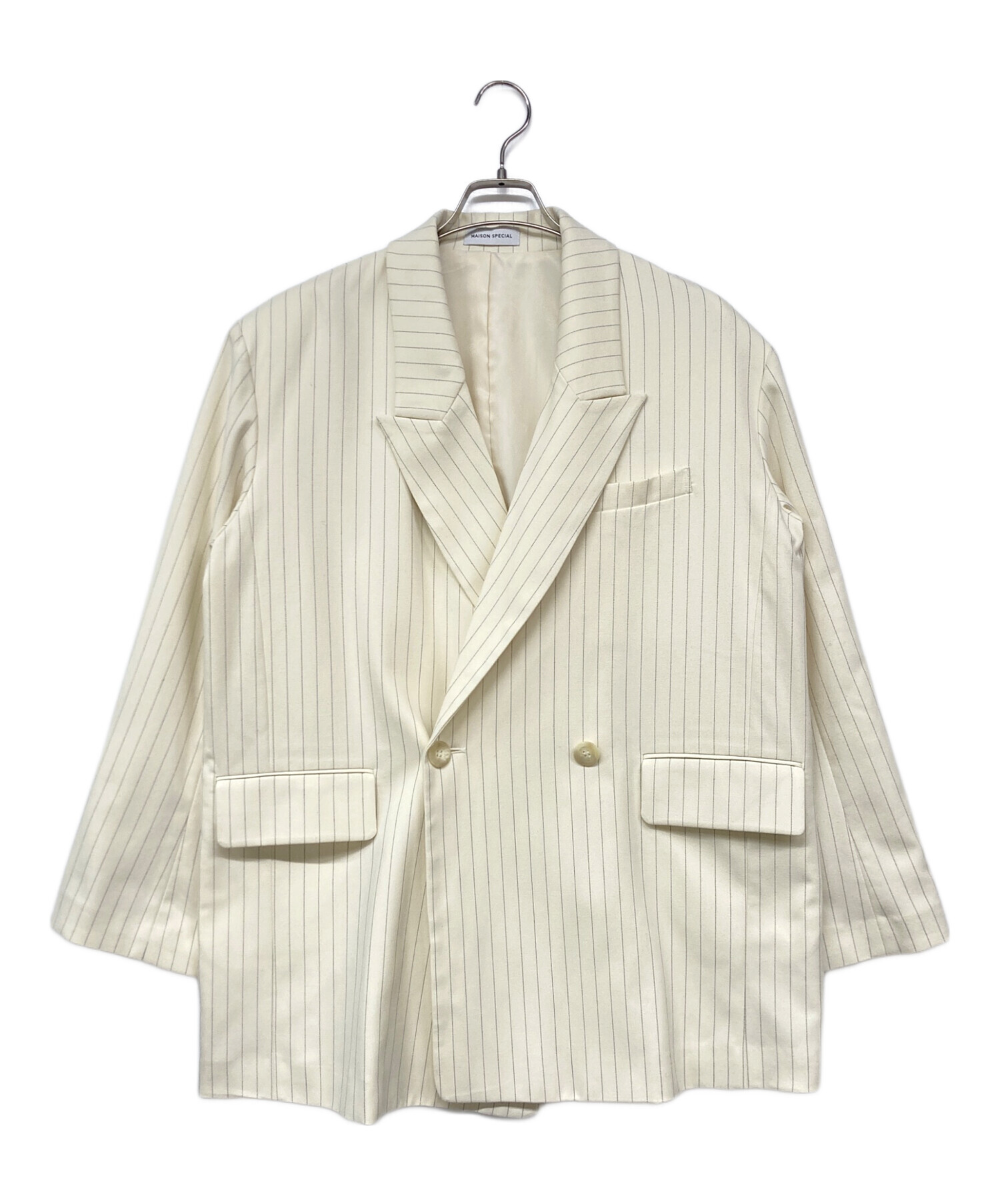 美品★メゾンスペシャル オーバーサイズジャケット　ピンストライプ　白系　フリー 中古・古着通販】MAISON SPECIAL (メゾンスペシャル) Over Medium