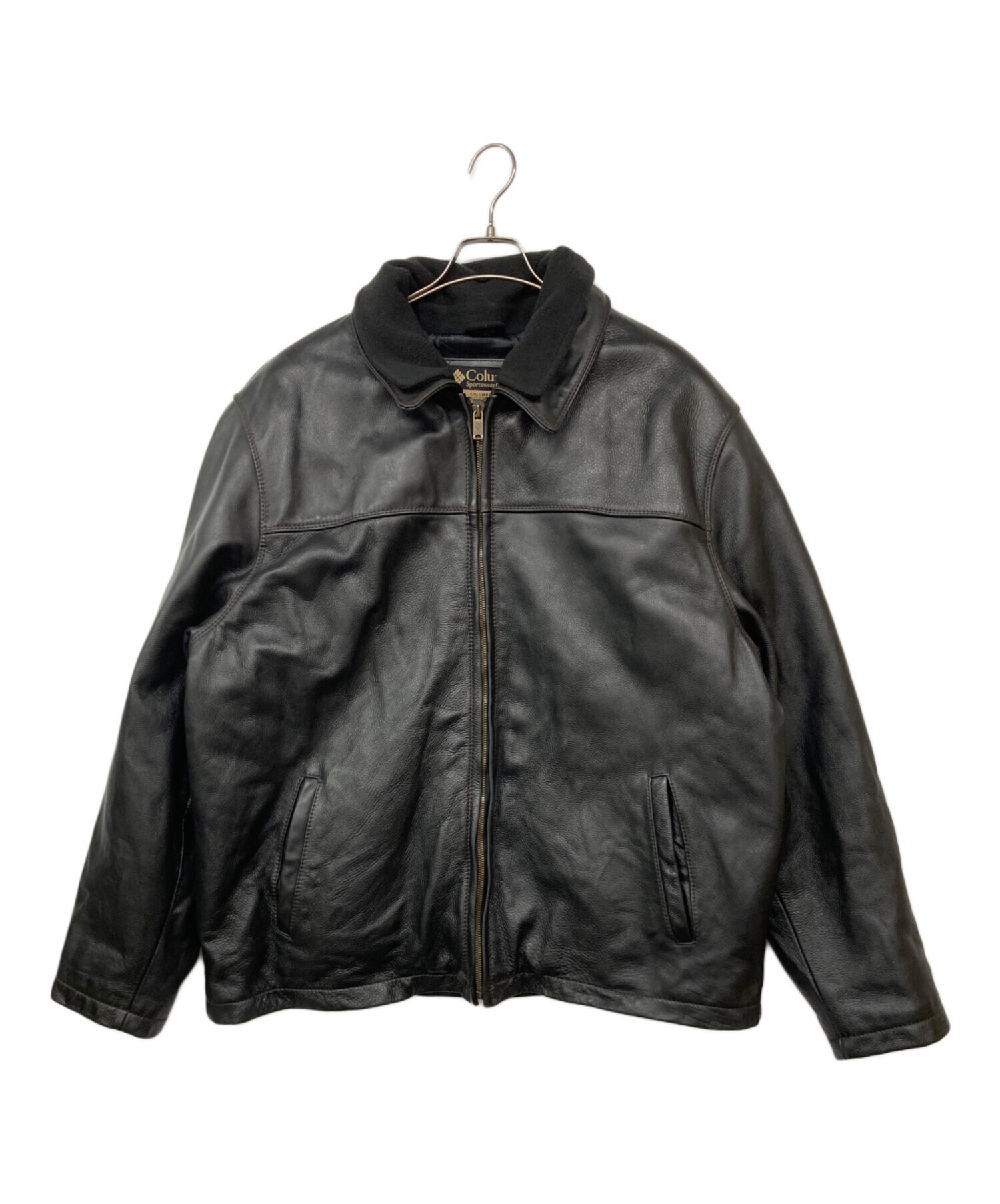80s〜90s Columbia ブラックレザージャケット 中古・古着通販】Columbia (コロンビア) フリースライナー付きシングル