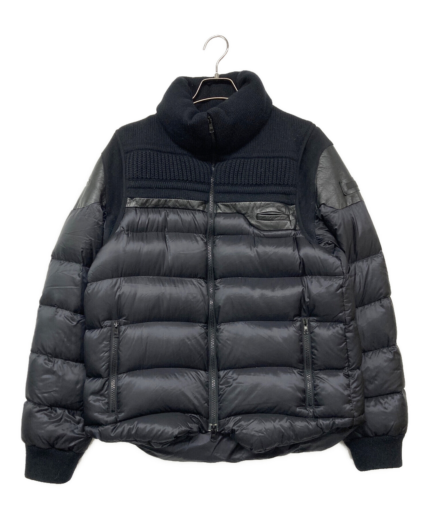 Undercover ブラック ダウンジャケット サイズ3 中古・古着通販】UNDERCOVER (アンダーカバー) ニットレザー切替ダウン