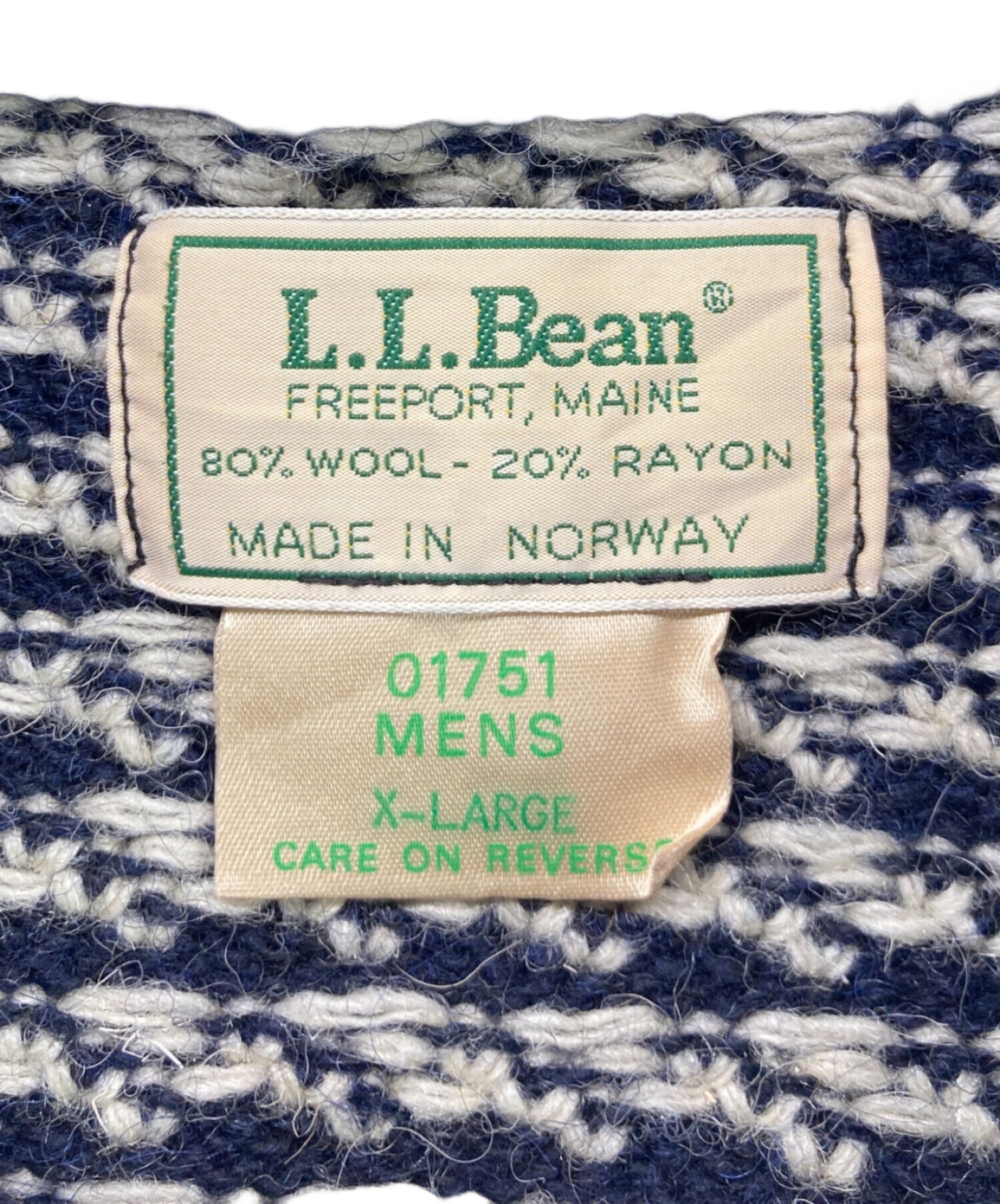LL BEAN ウール バーズアイニット ネイビー XL L.L.Bean セーター ニット ノルウェージャン・バーズアイ・セーター