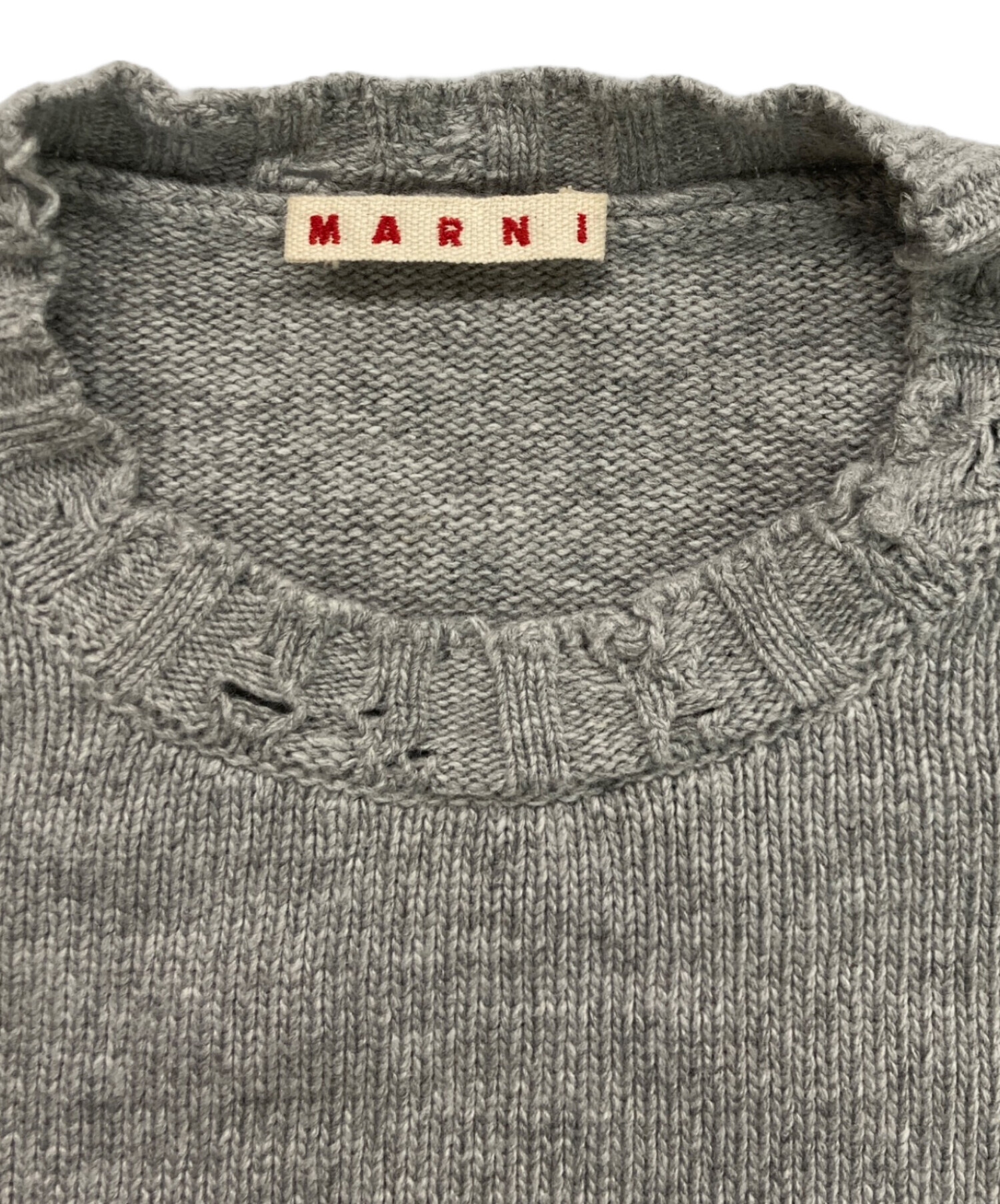 中古・古着通販】MARNI (マルニ) 刺繍ロゴ ダメージ加工 クルーネック
