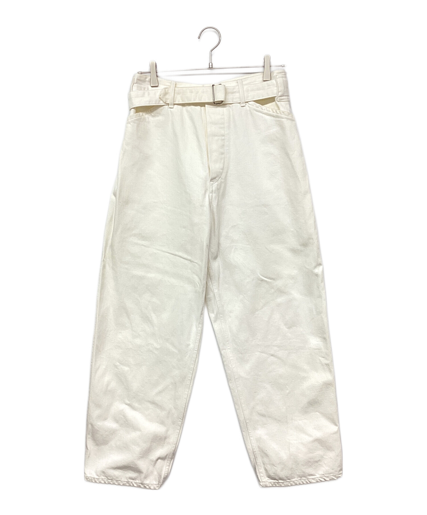 中古・古着通販】COMOLI (コモリ) デニム ベルテッドパンツ ホワイト