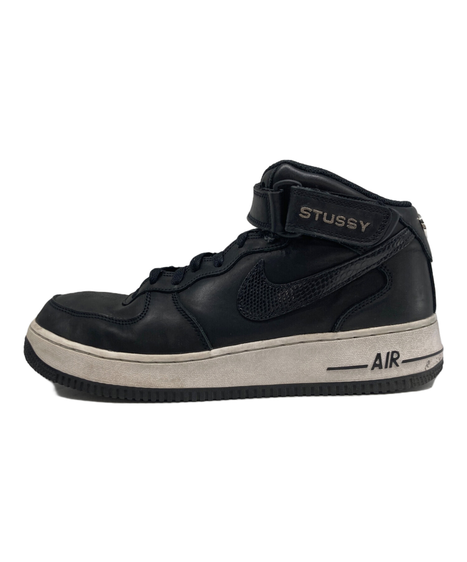 中古 Stussy × Nike Air Force 1 Mid Nike Air Force 1 Mid Stussy Light Bone Black Men's - DJ7840-002 - US