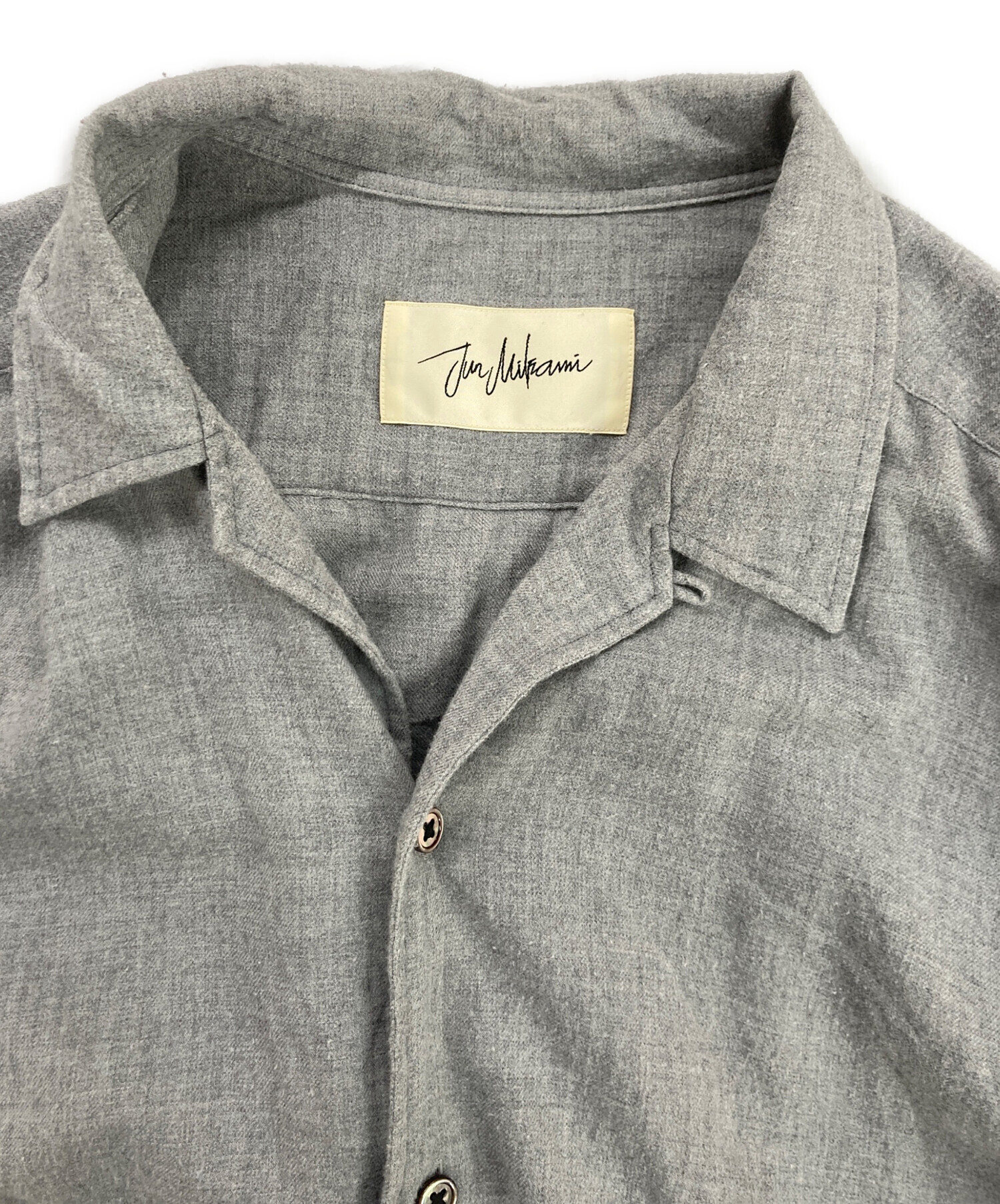 JUN MIKAMI プリーツカラーコットンシャツ グレー 美品】JUN MIKAMI