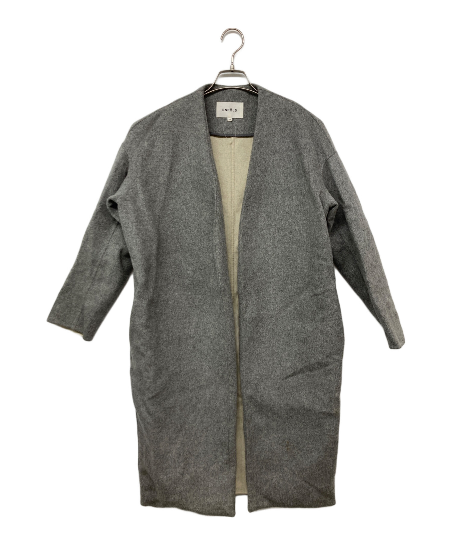 中古・古着通販】ENFOLD (エンフォルド) ウールリバーノーカラーコート