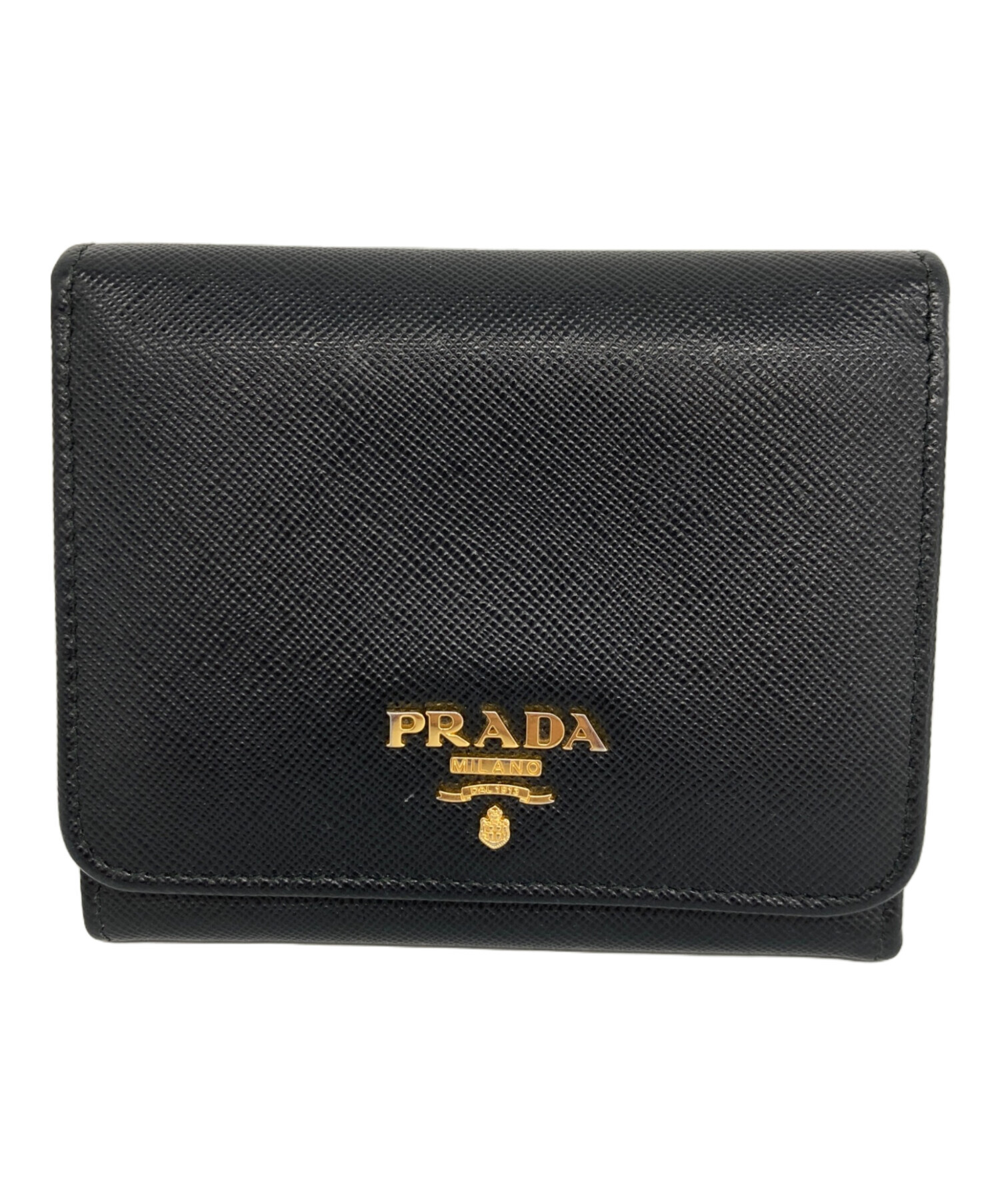 中古・古着通販】PRADA (プラダ) サフィアーノ/3つ折り財布 ブラック