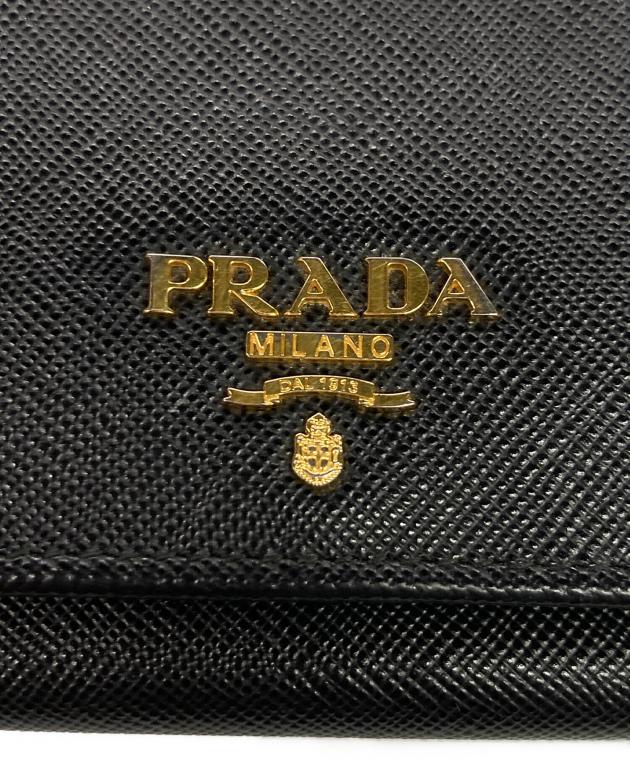 中古・古着通販】PRADA (プラダ) サフィアーノ/3つ折り財布 ブラック